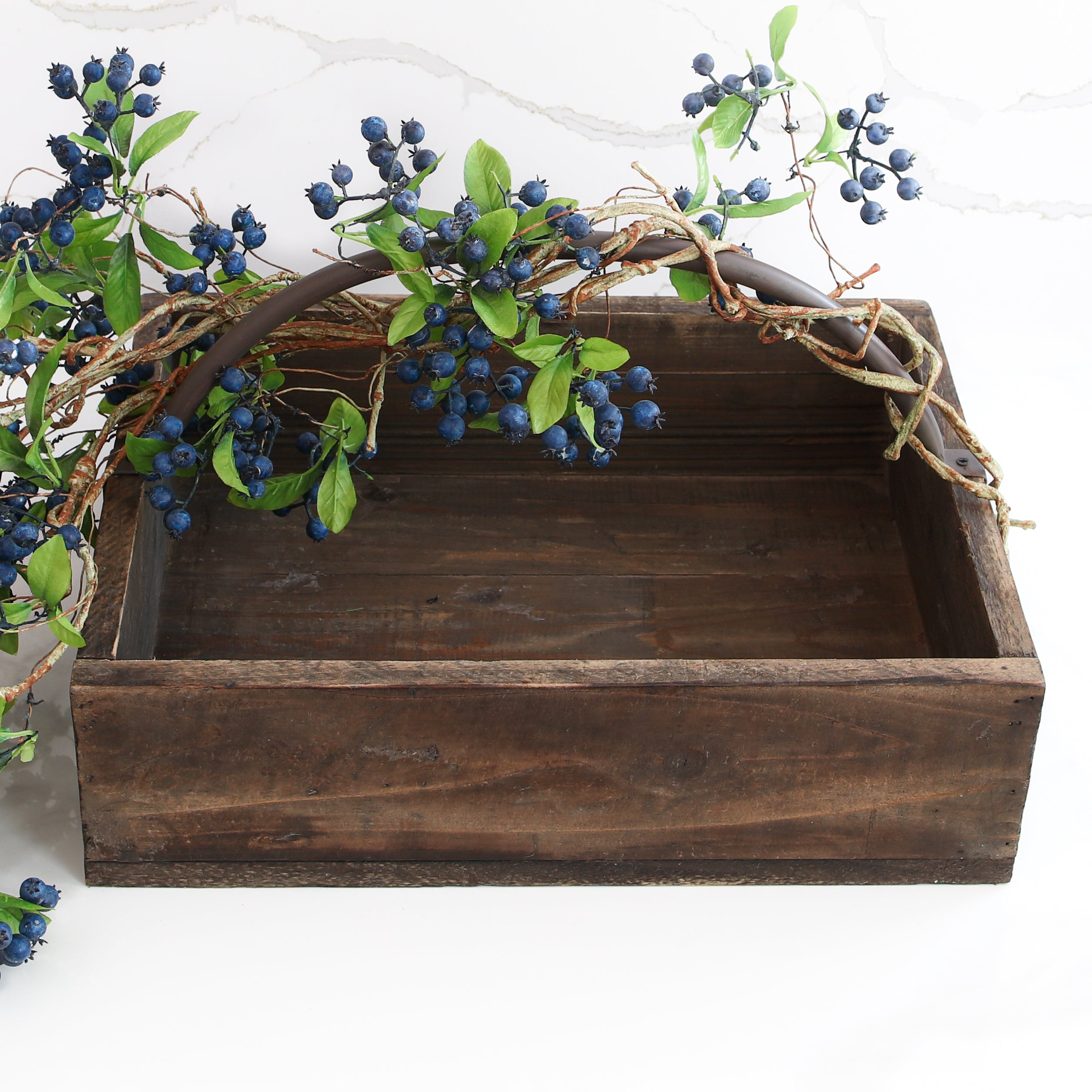 Wood Basket with Metal Handle - Interior Delights
