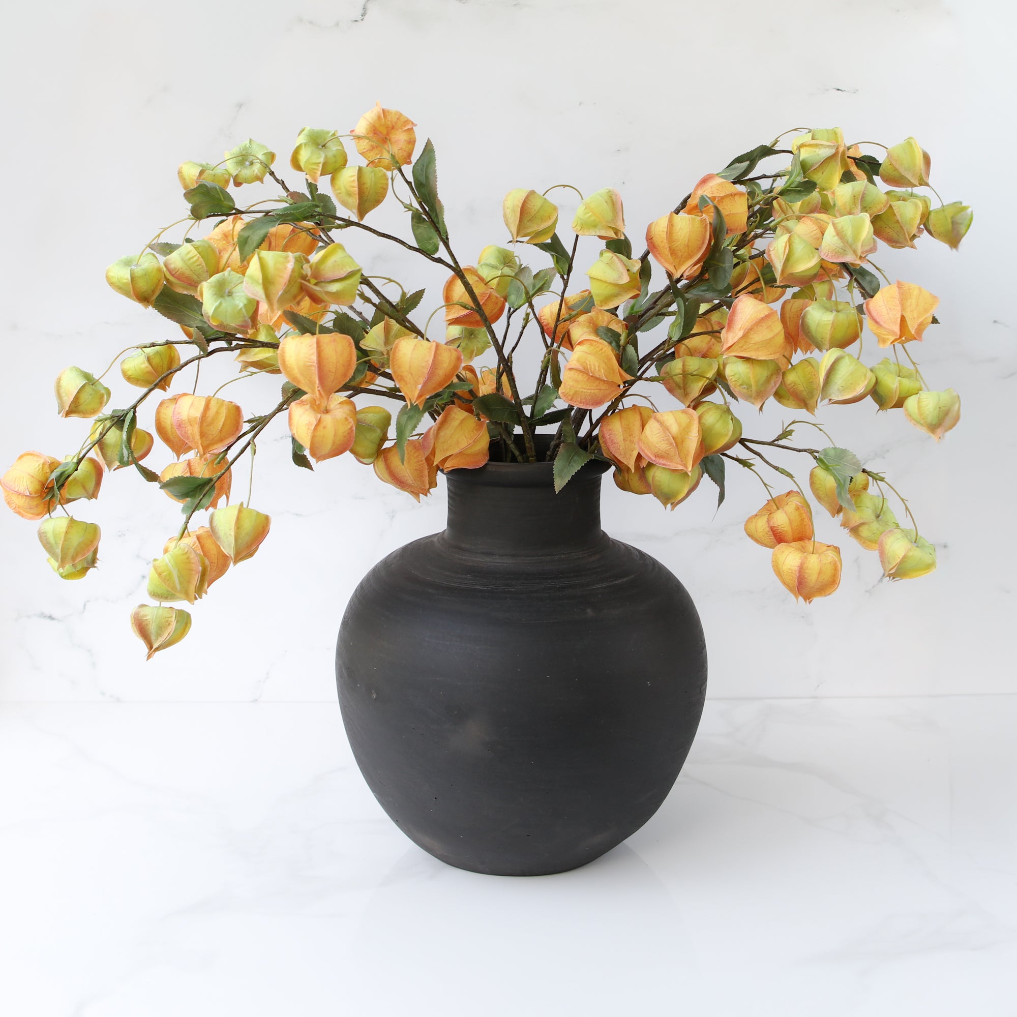 13.5 in Black Vase with Narrow Opening - Interior Delights