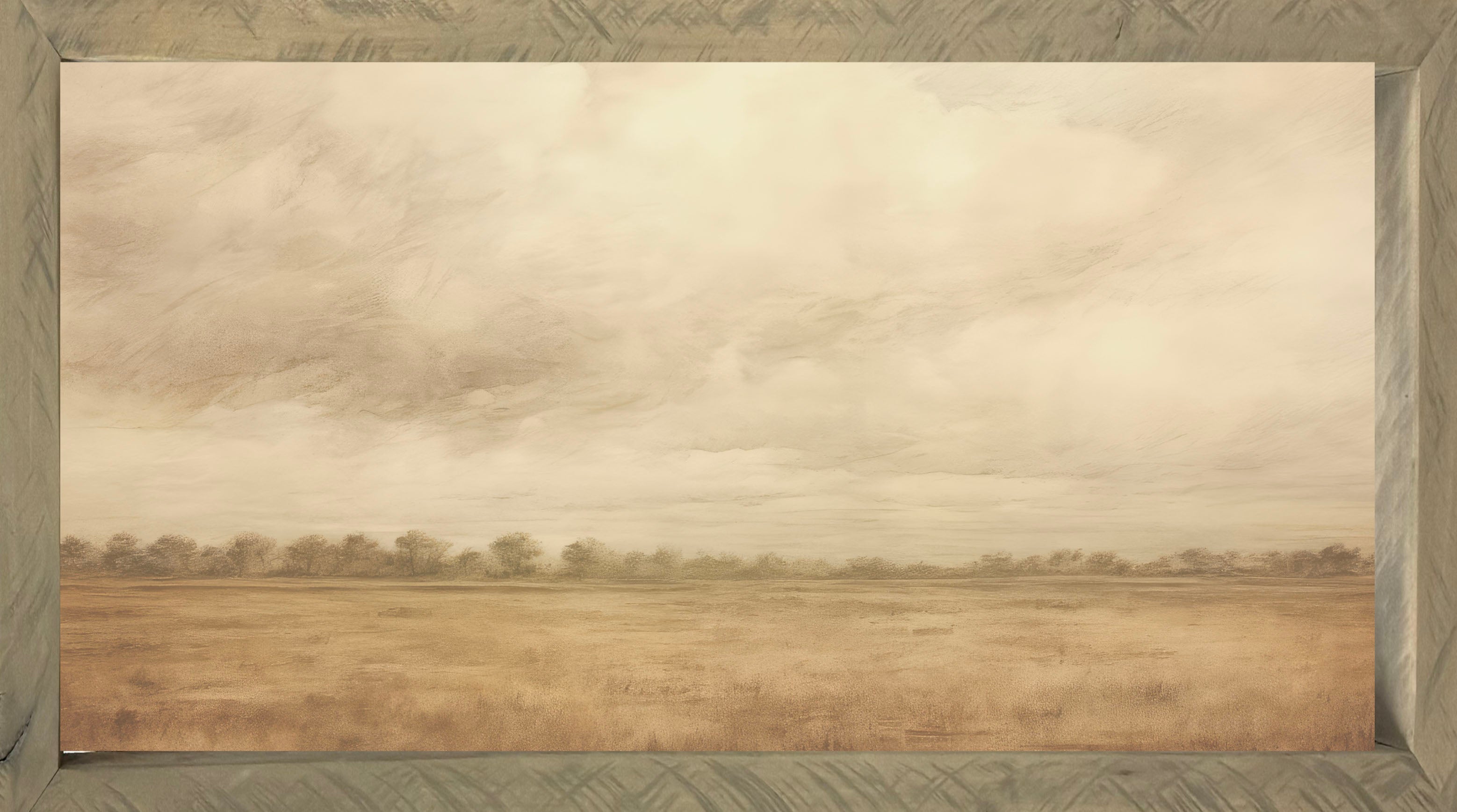 Vintage Plains 24x48 Thin Timberwood framed art featuring a rustic design on Raw Natural Canvas.