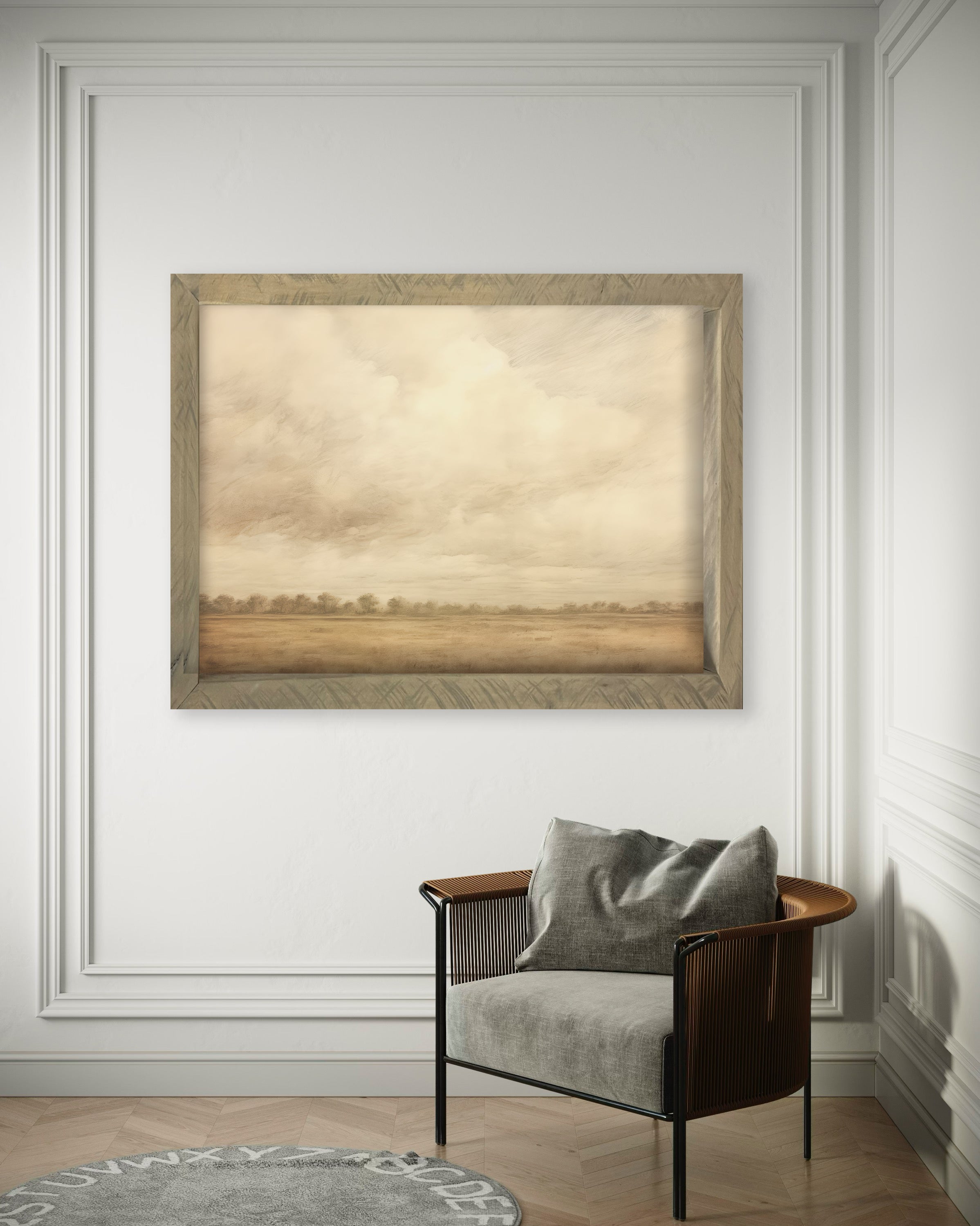 Vintage Plains 34x44 Thin Timberwood artwork featuring an image printed on Raw Natural Canvas, framed in a stylish Thin Timberwood Frame.