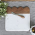 Scallop Board Set featuring a beautiful 10" scalloped marble and wood cheese board for entertaining.