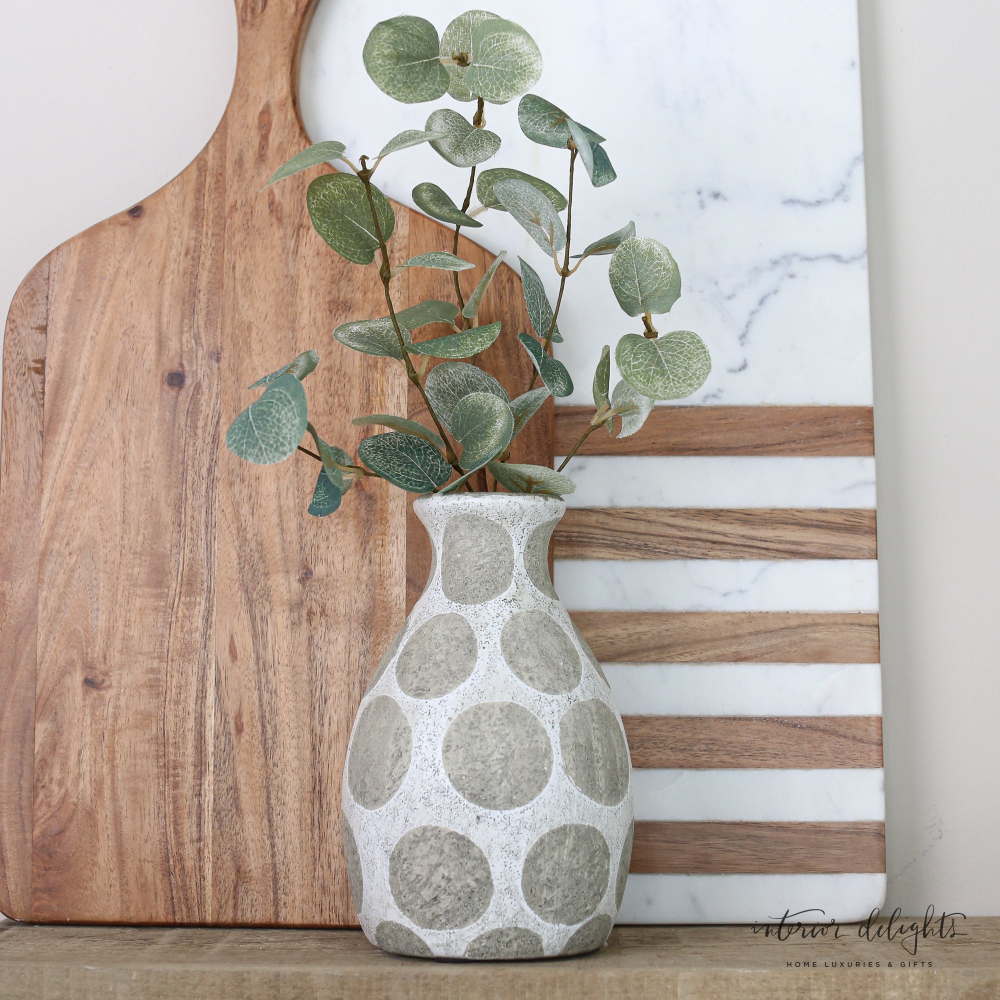 12” Little Eucalyptus Pick arranged in a home decor setting, perfect for adding a touch of greenery.
