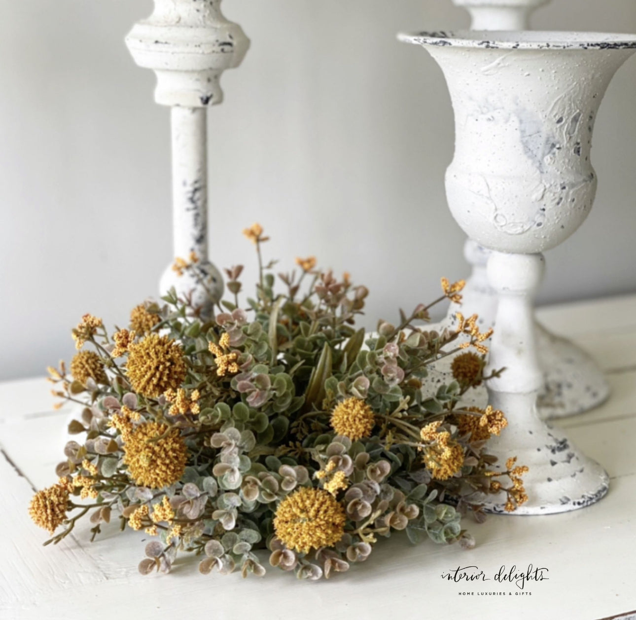 10" Fall Garden Pouf, Mustard - Interior Delights