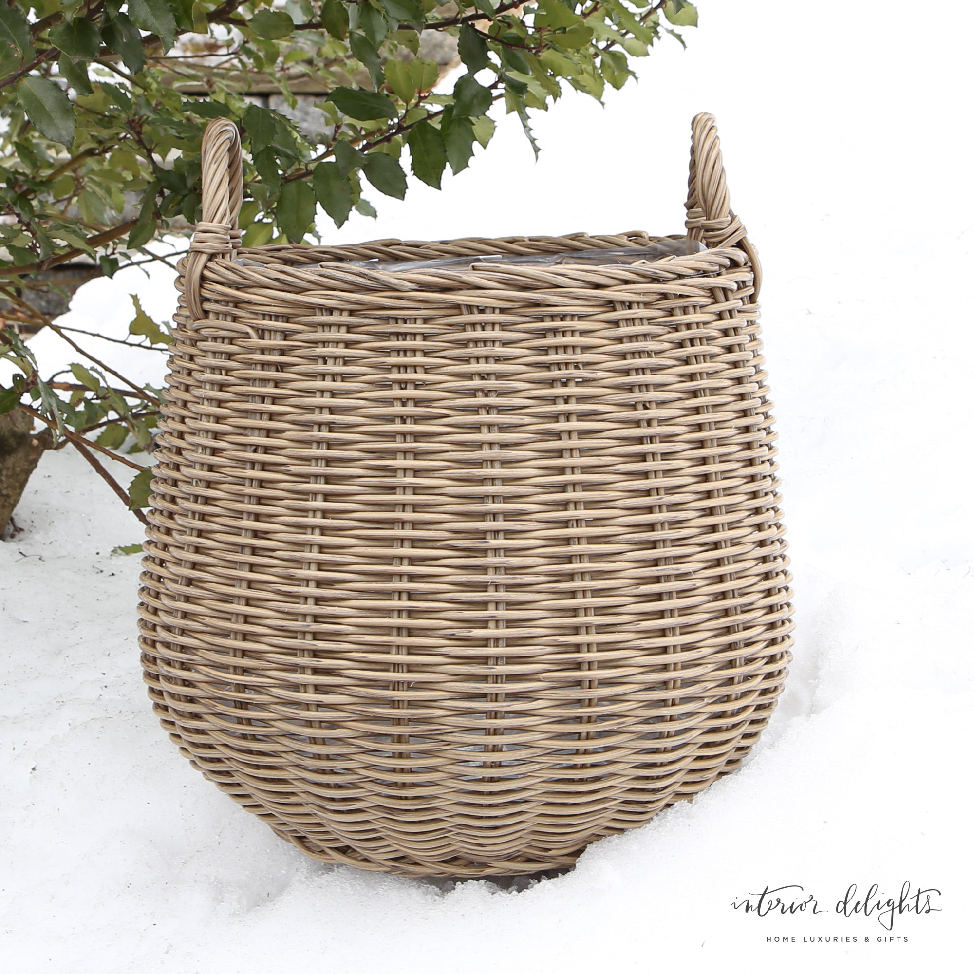 ONLY SOLD IN CURATED TREE SET Round Willow Planter Baskets - Set of 2 - Interior Delights