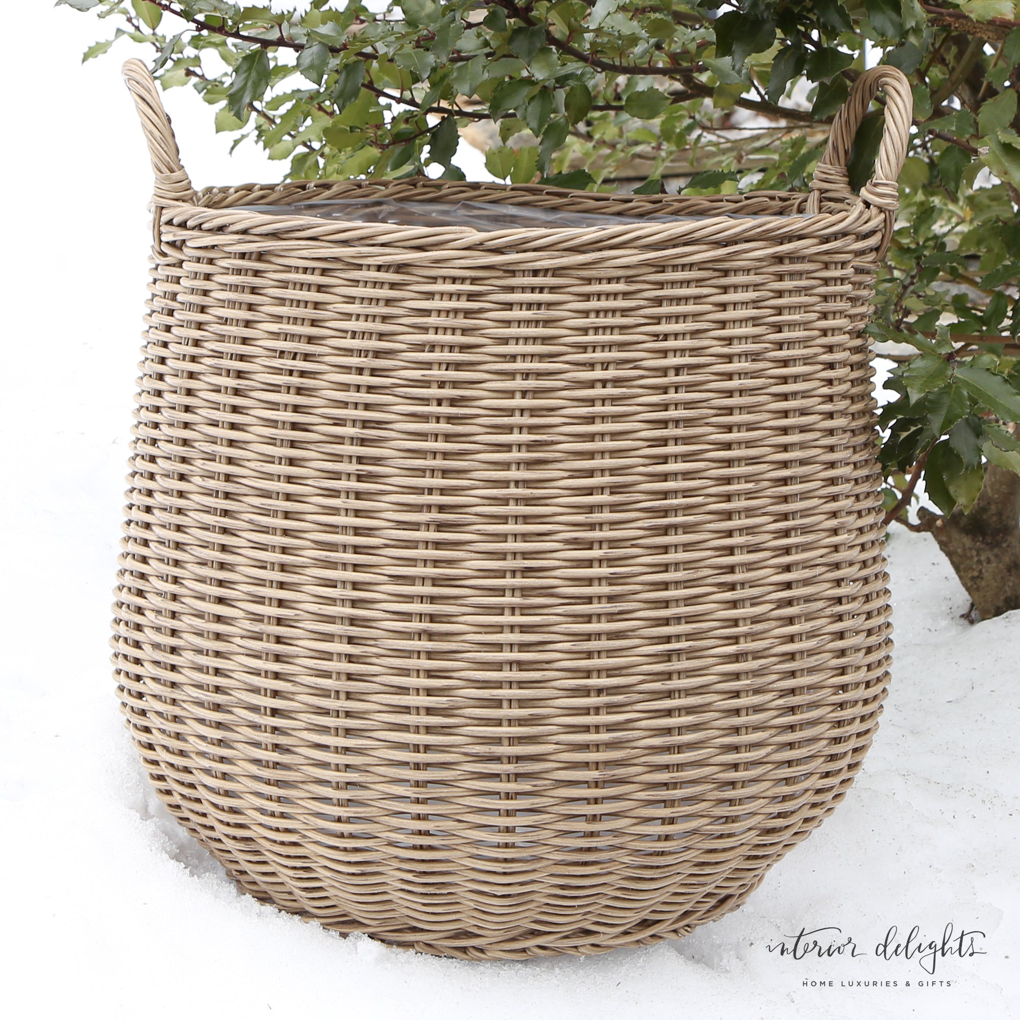 ONLY SOLD IN CURATED TREE SET Round Willow Planter Baskets - Set of 2 - Interior Delights