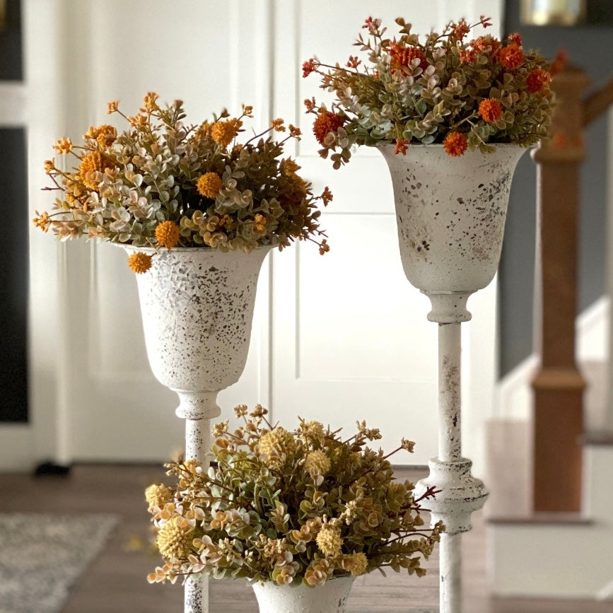 10" Fall Garden Pouf, Cream - Interior Delights