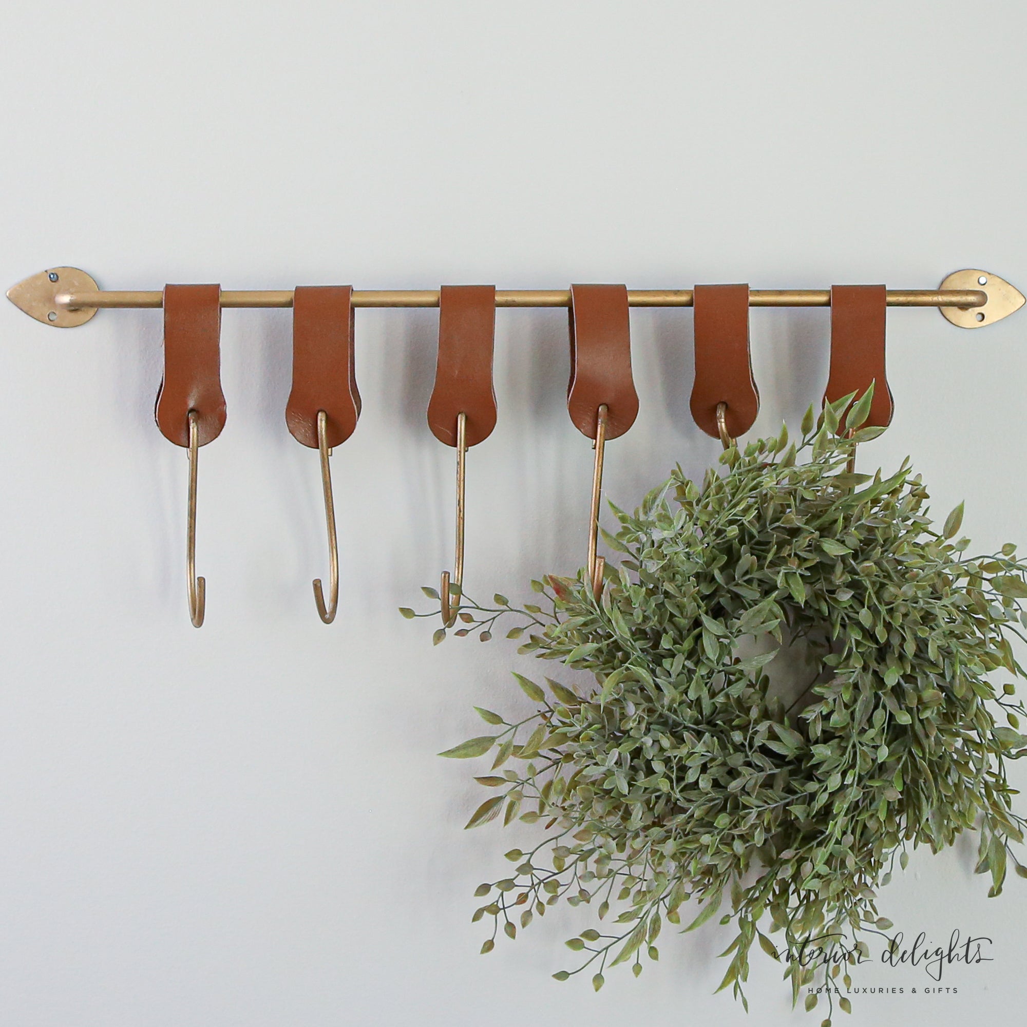 Wall Bar with Leather Accent Hooks – Interior Delights
