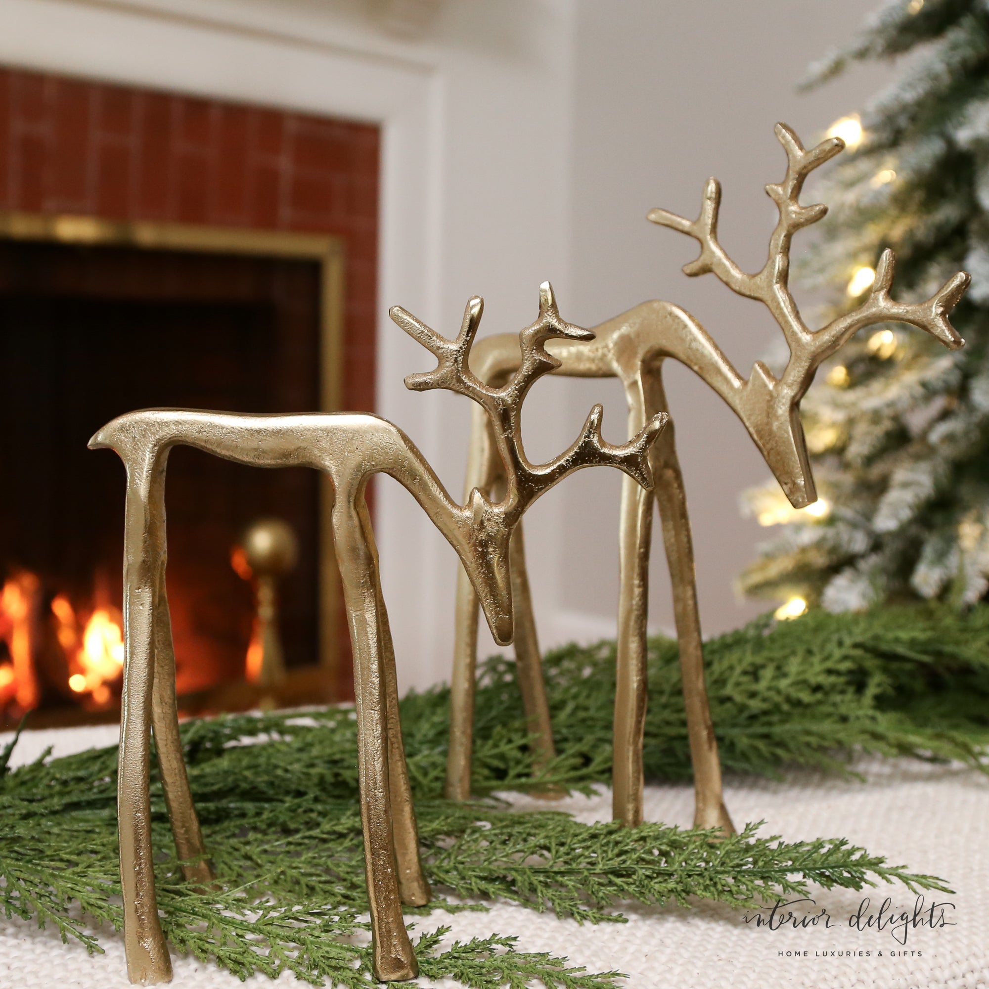 10.5" and 8" Set of 2 Gold Reindeer
