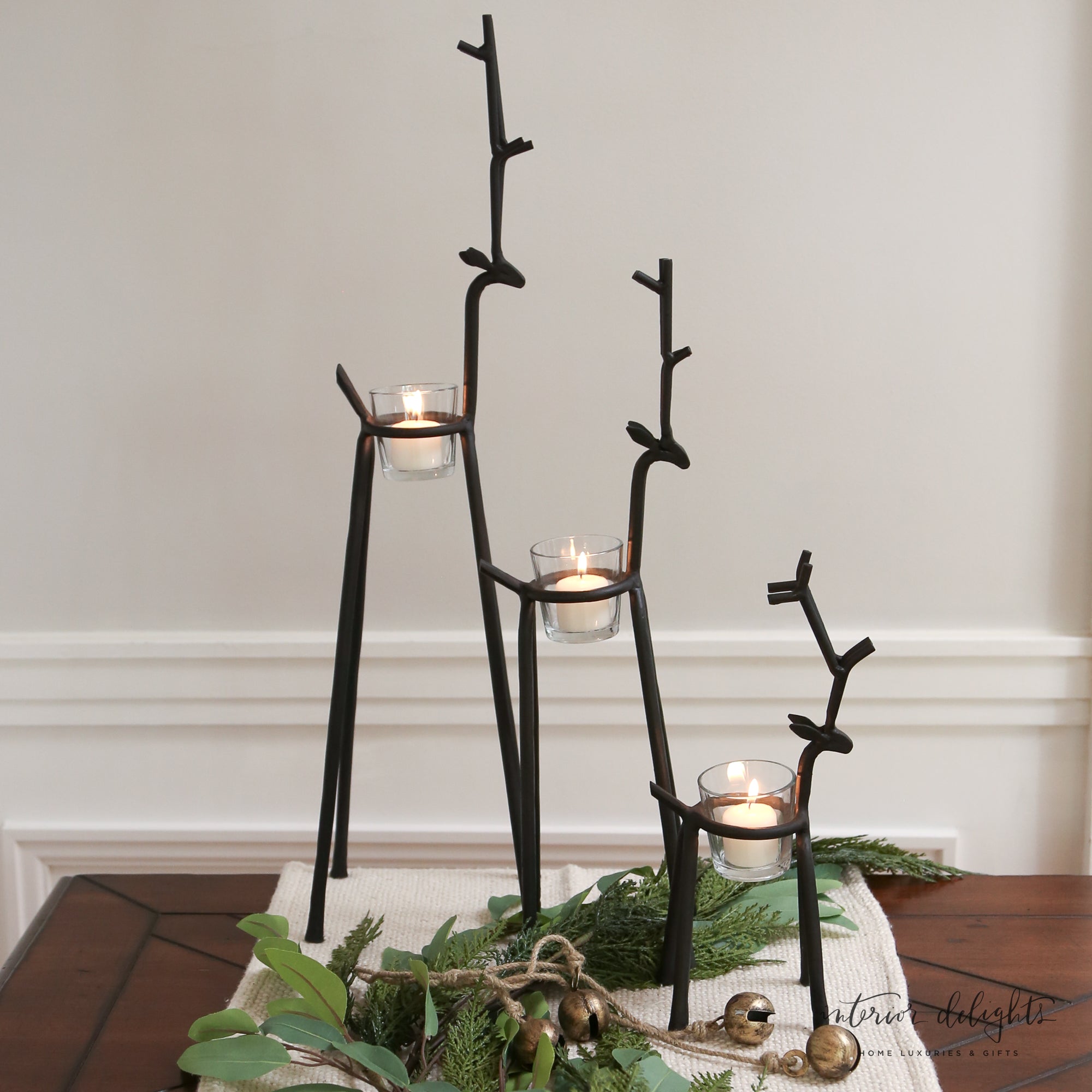 25.5" Large Deer Tealight Holder Set of 3