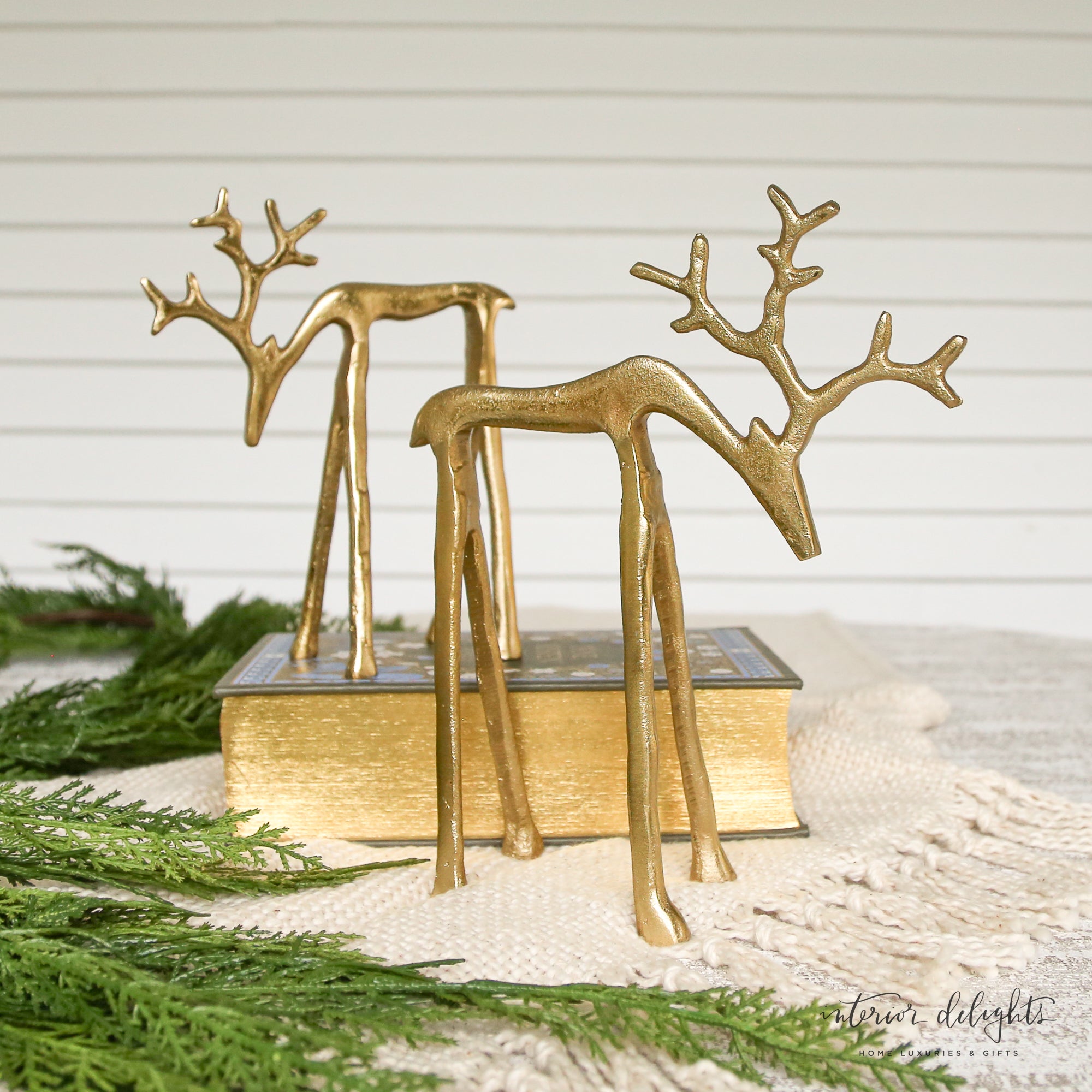 10.5" and 8" Set of 2 Gold Reindeer