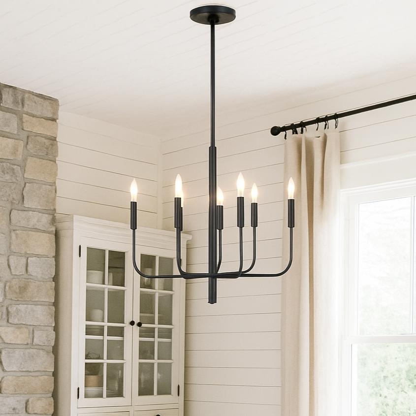 Stacie - 6 Light Curved Arm Chandelier