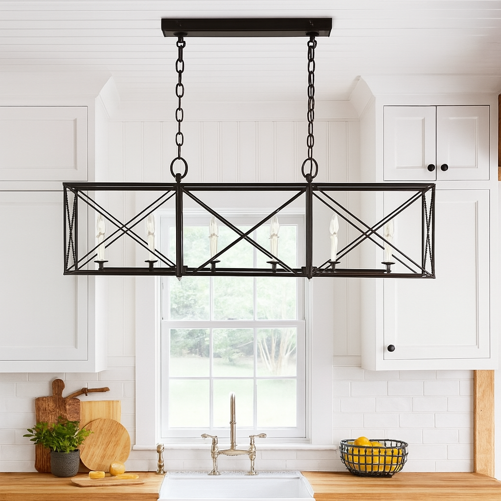 Stephanie - Aged Iron 6 Light Island Chandelier