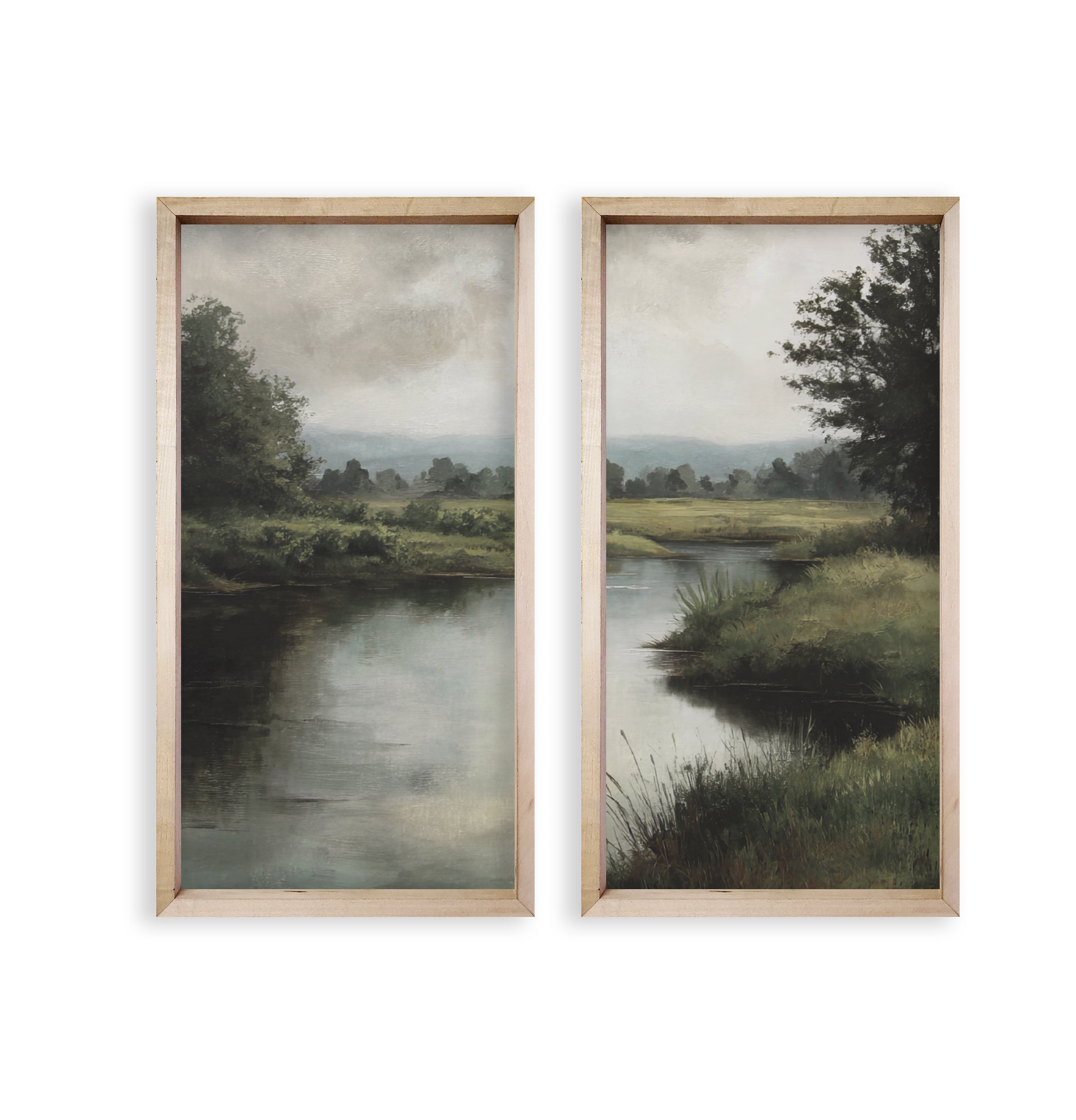 35x18 Thin Oak Creekside Diptych (Set of 2)