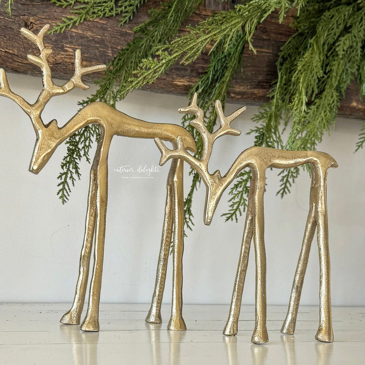 10.5" and 8" Set of 2 Gold Reindeer