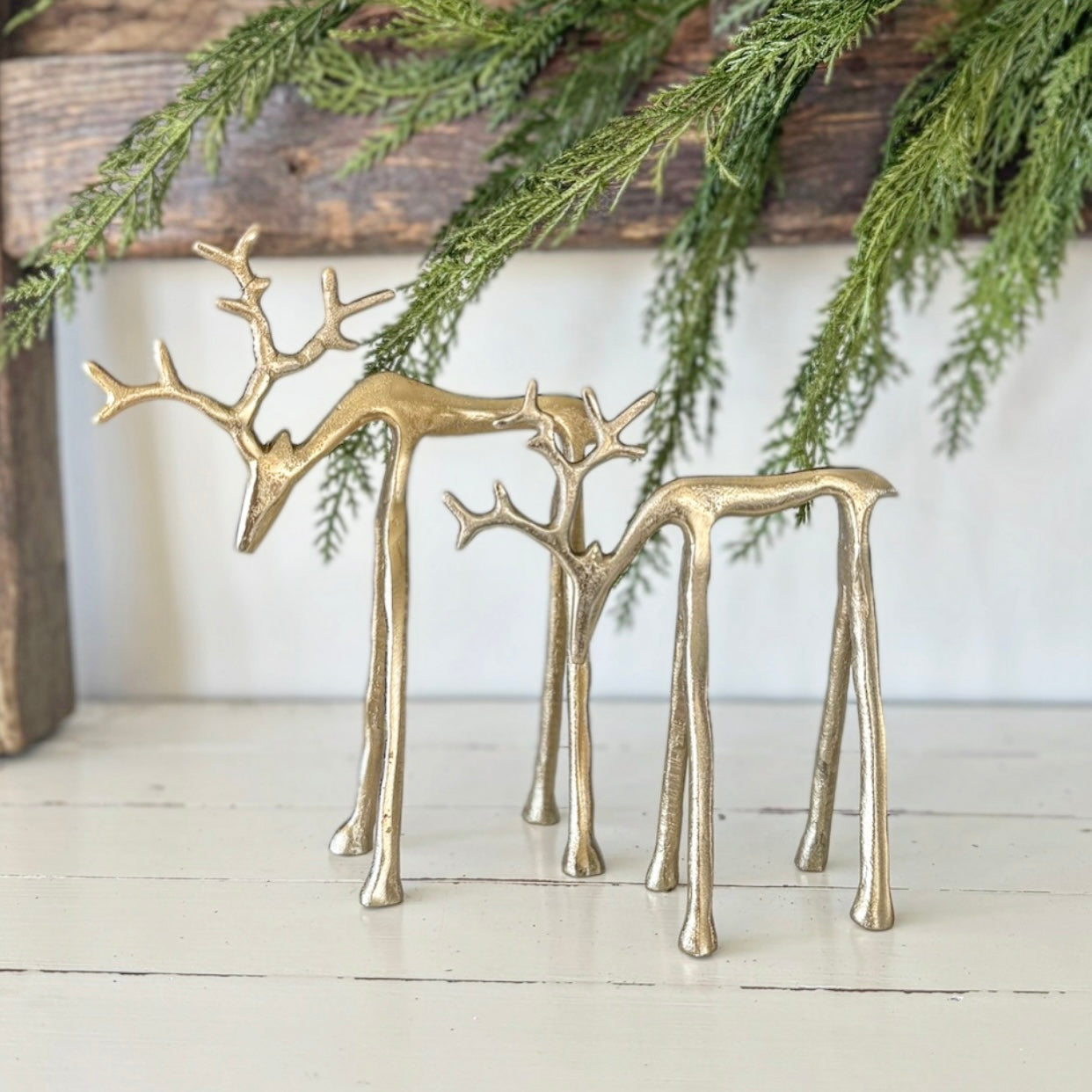 10.5" and 8" Set of 2 Gold Reindeer