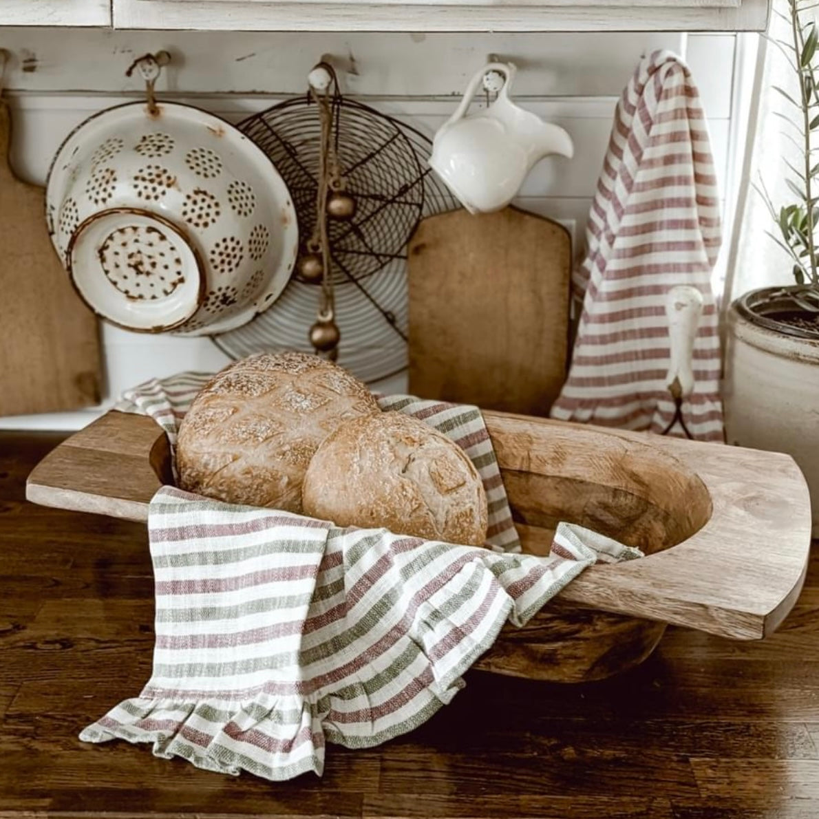 Christmas Striped Ruffle Tea Towels-Set of Two