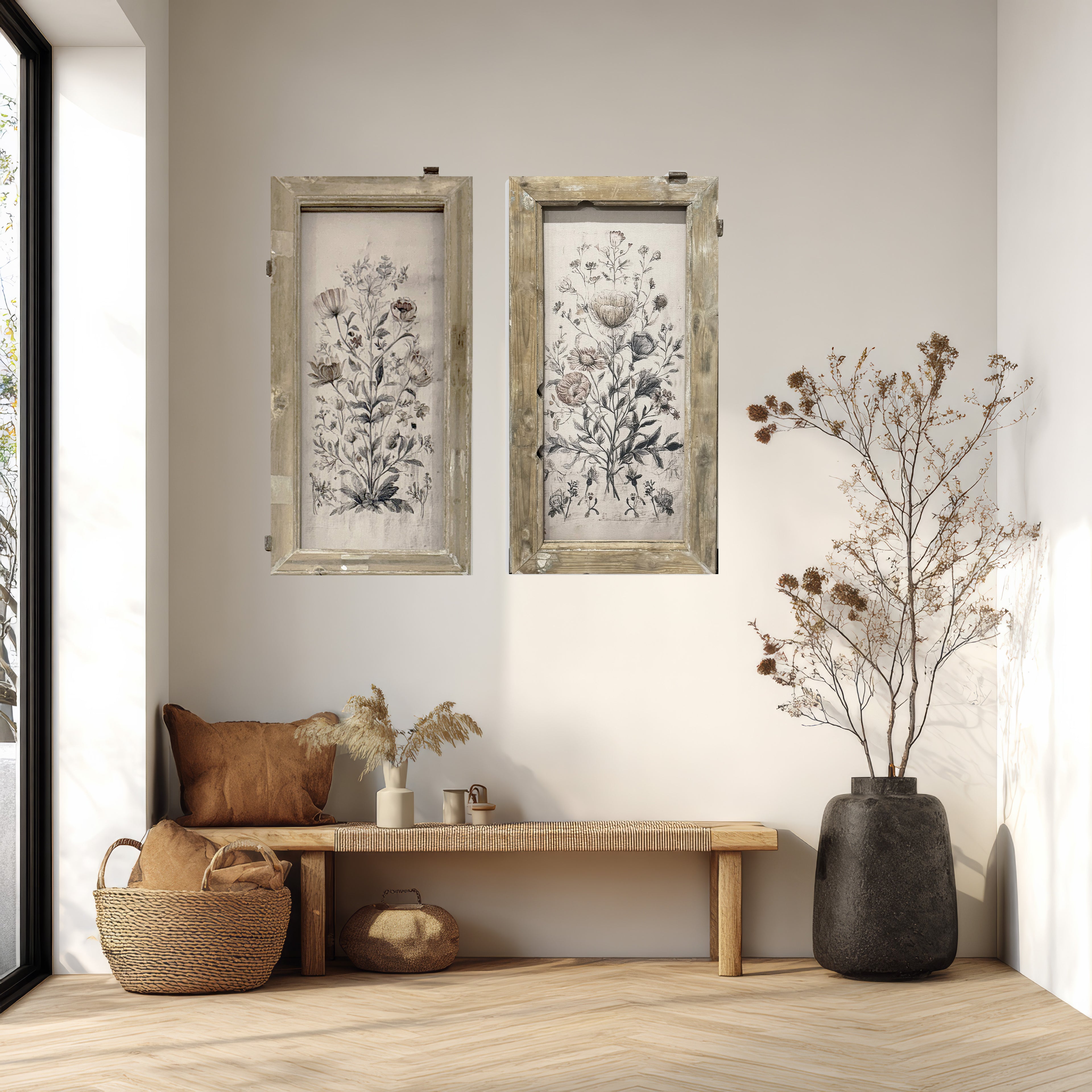 Holland Window Aged Floral ( set of 2 )