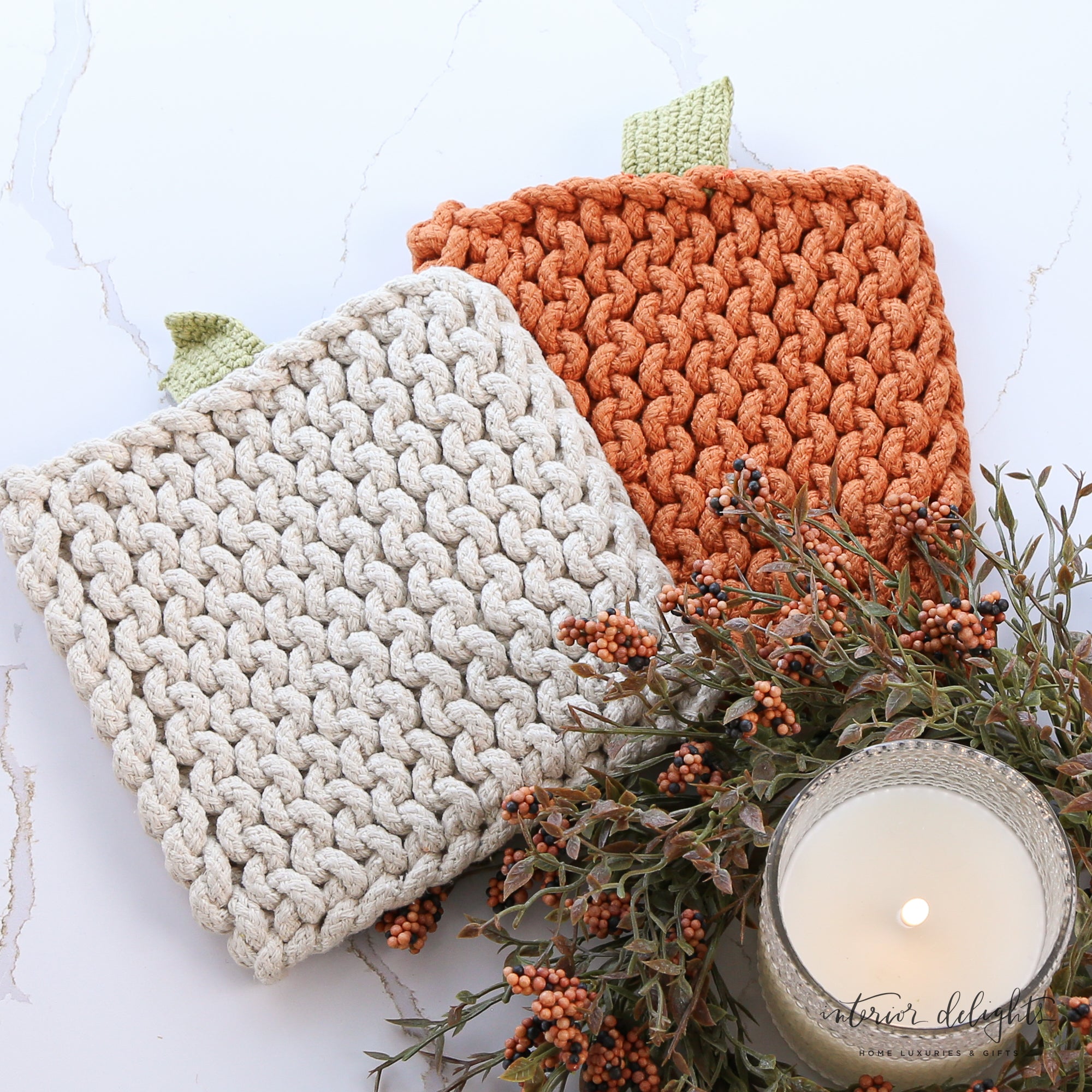 12" Orange Berry Cluster Candle Ring