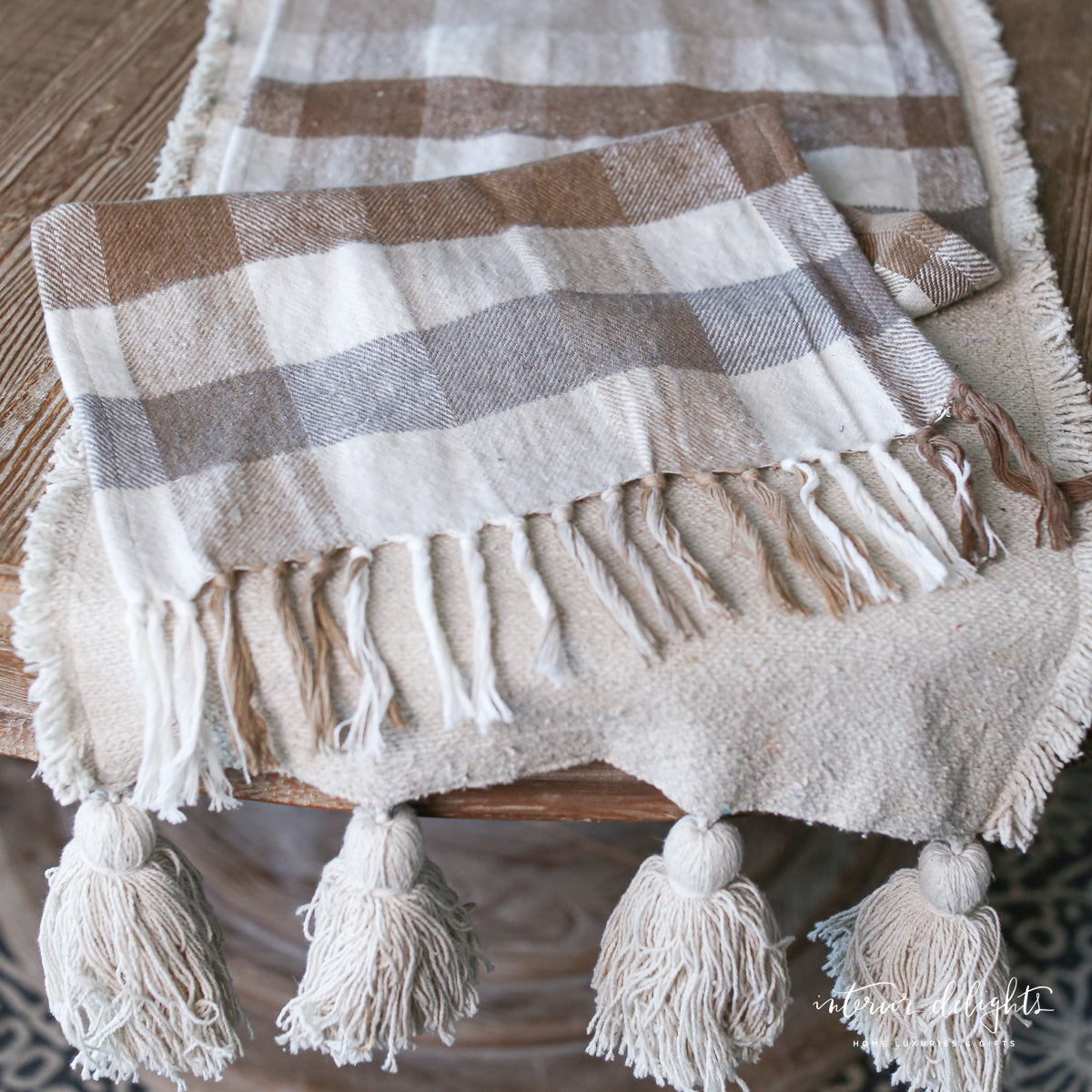 Neutral Plaid Flannel Table Runner *Final Sale*