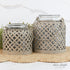 Set of 2 Lattice Lanterns featuring a delicate beige lattice design, perfect for adding warm light and texture to your space.