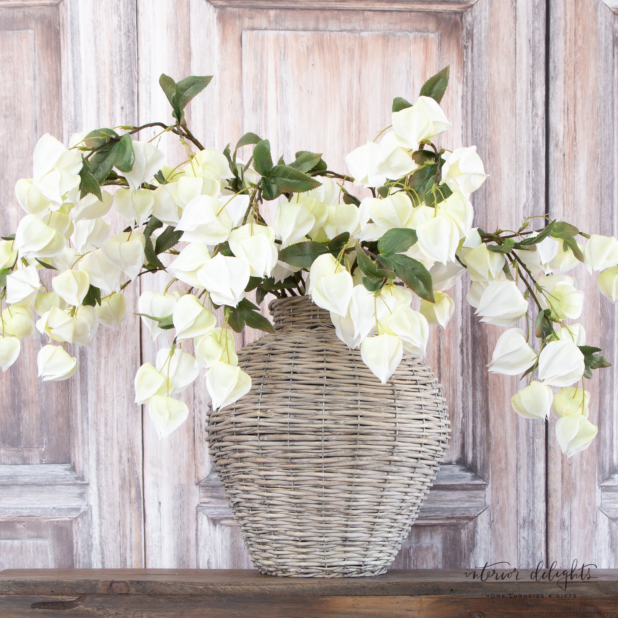 Elegant 38-inch Lantern Bud Spray in cream color featuring delicate bell-shaped flowers, perfect for floral displays.
