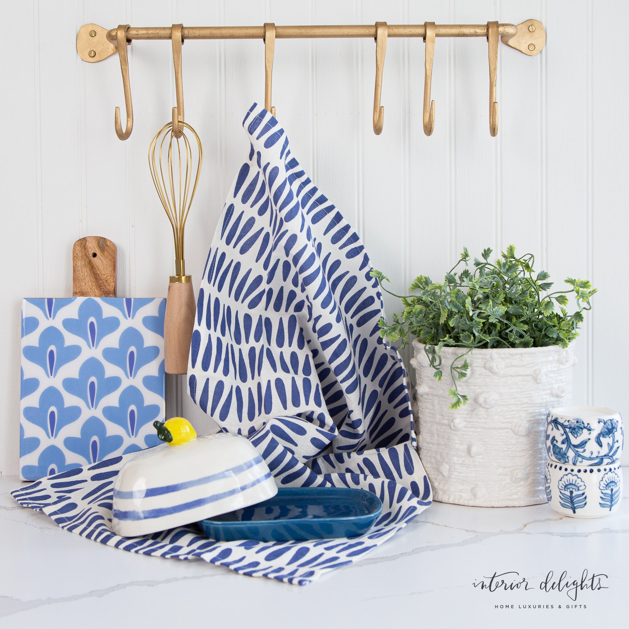 Iris Blue Sprout Wooden Board dimensions 10" L x 6" W x 7.45" H, handcrafted with natural wood, adding elegance to any table setting.