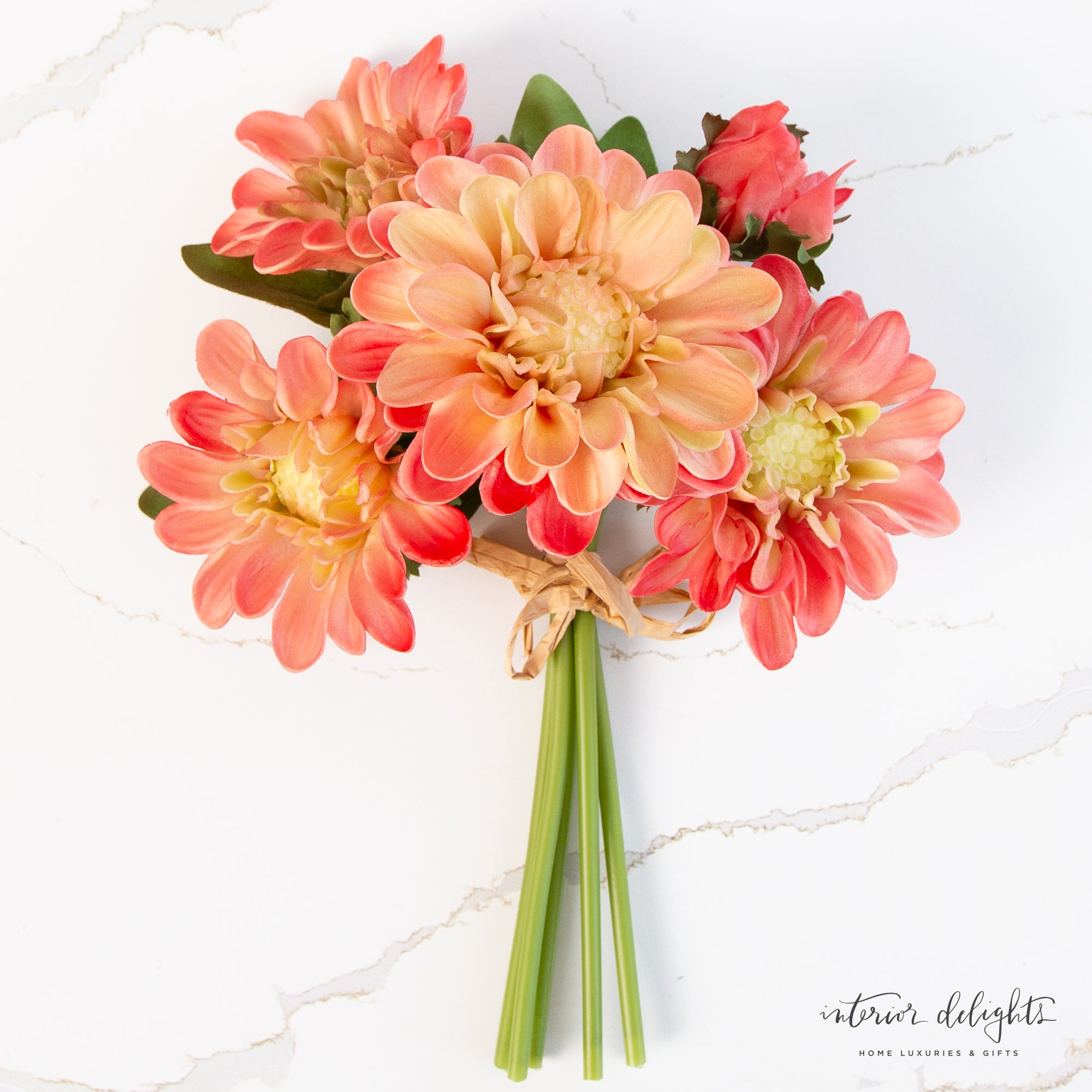 Light green 13” Mum Bundle, lifelike faux flowers adding charm to any arrangement.