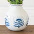 5” Buti Block Print Flower Vase featuring a beautiful blue and white block flower pattern, perfect for smaller floral arrangements.