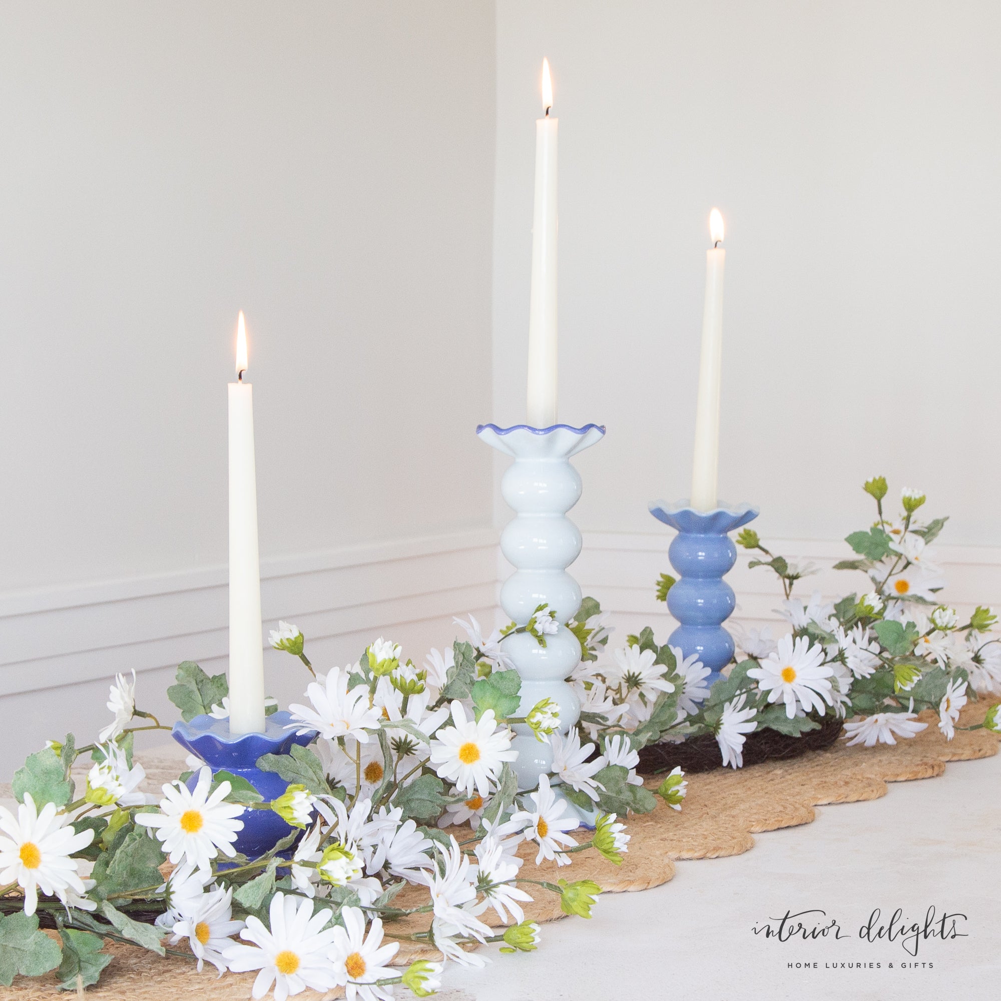 Close-up of the White Shasta Showers Garland showing soft blooms and flexible stems, ideal for shaping to enhance your spring or summer decor.