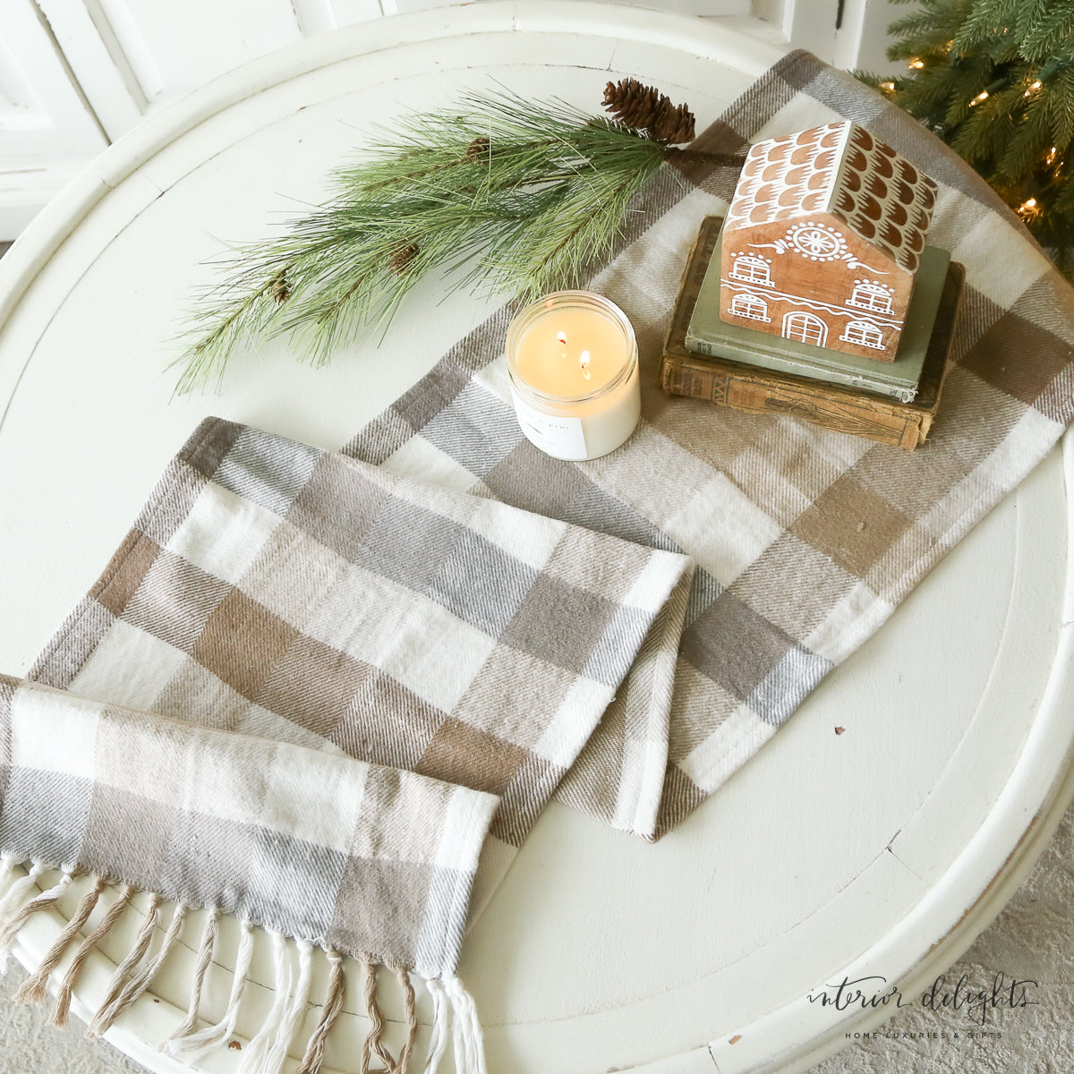 Neutral Plaid Flannel Table Runner *Final Sale*