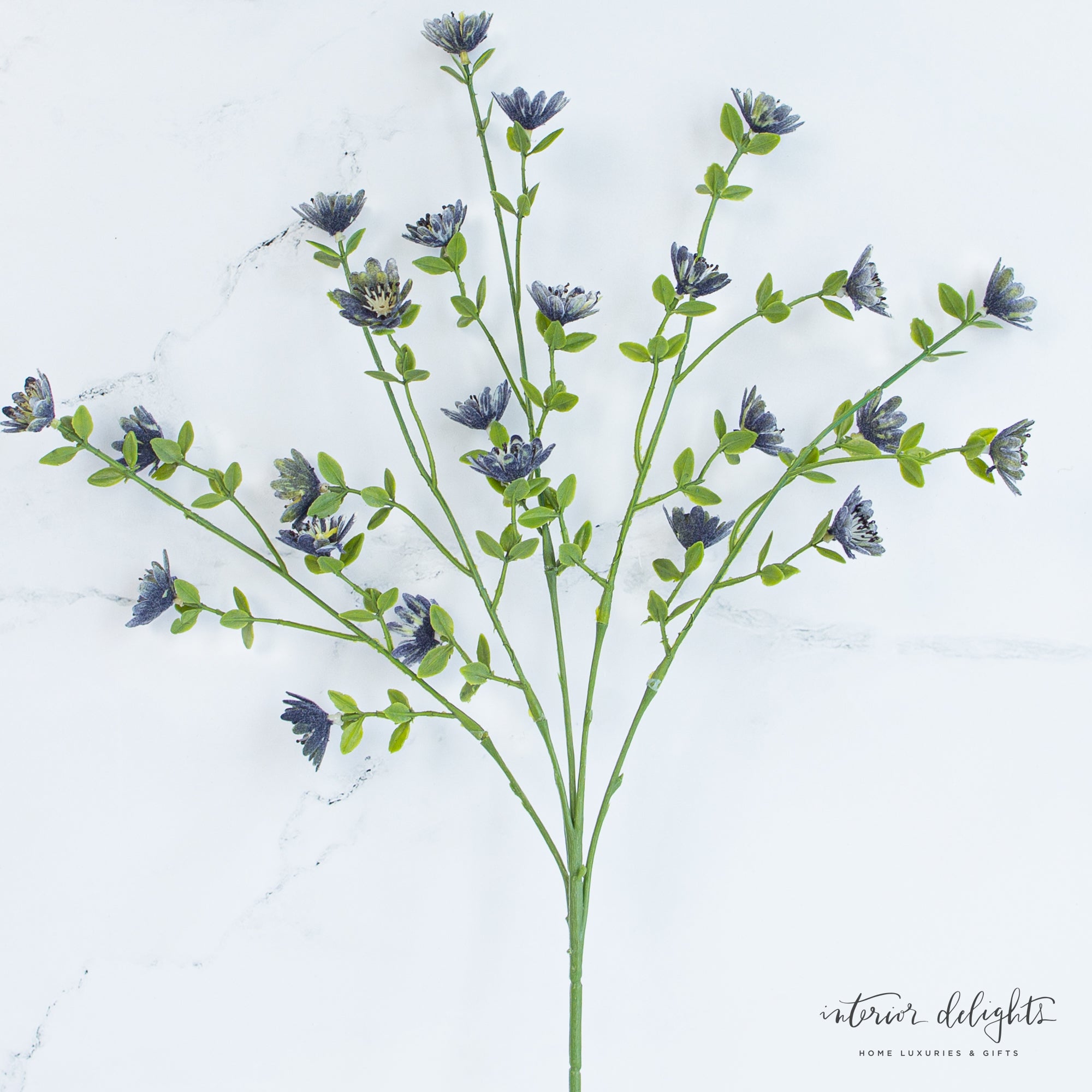 17" Petite Blue Floral Stem