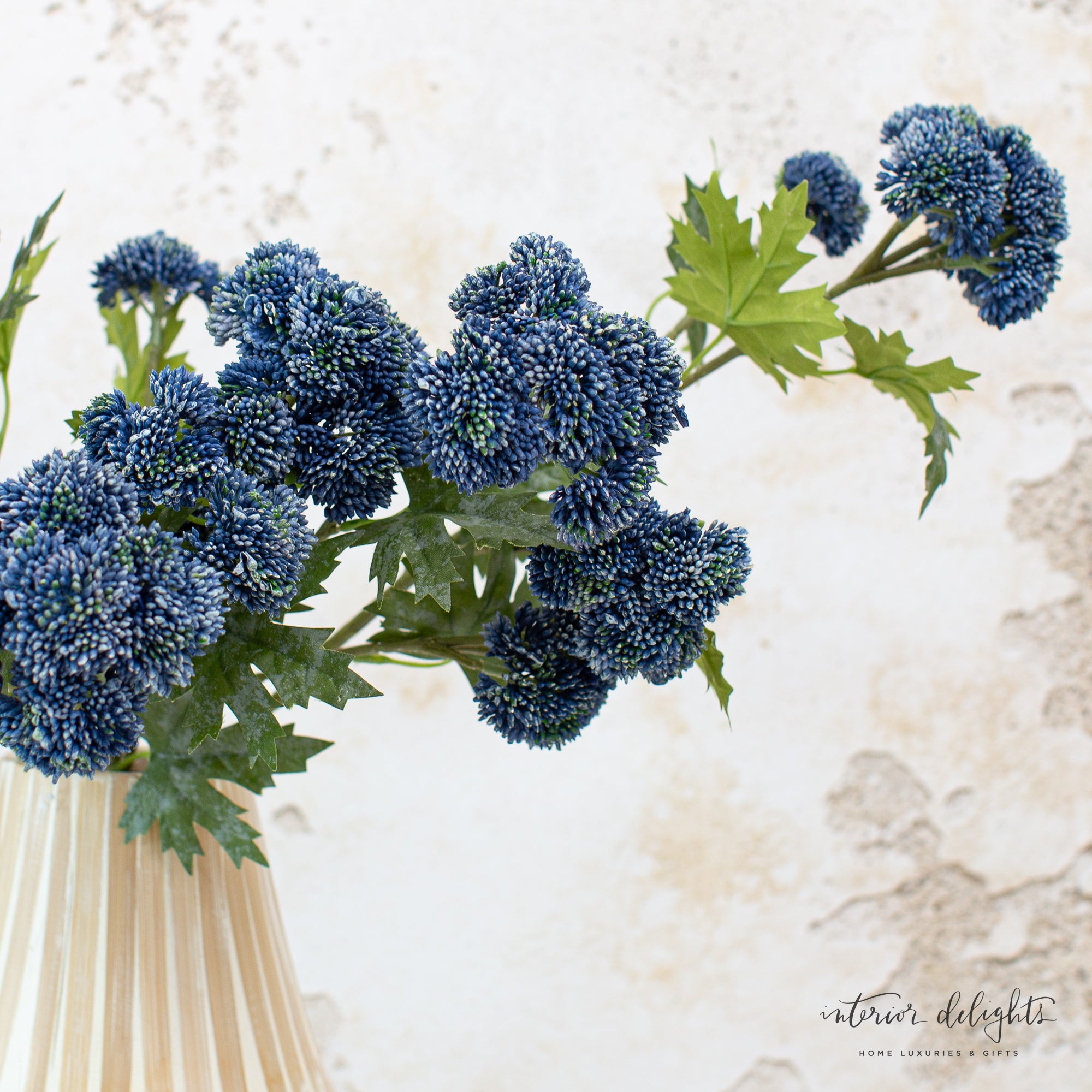 Blue Sedum Spray with 3 Blooms - Interior Delights