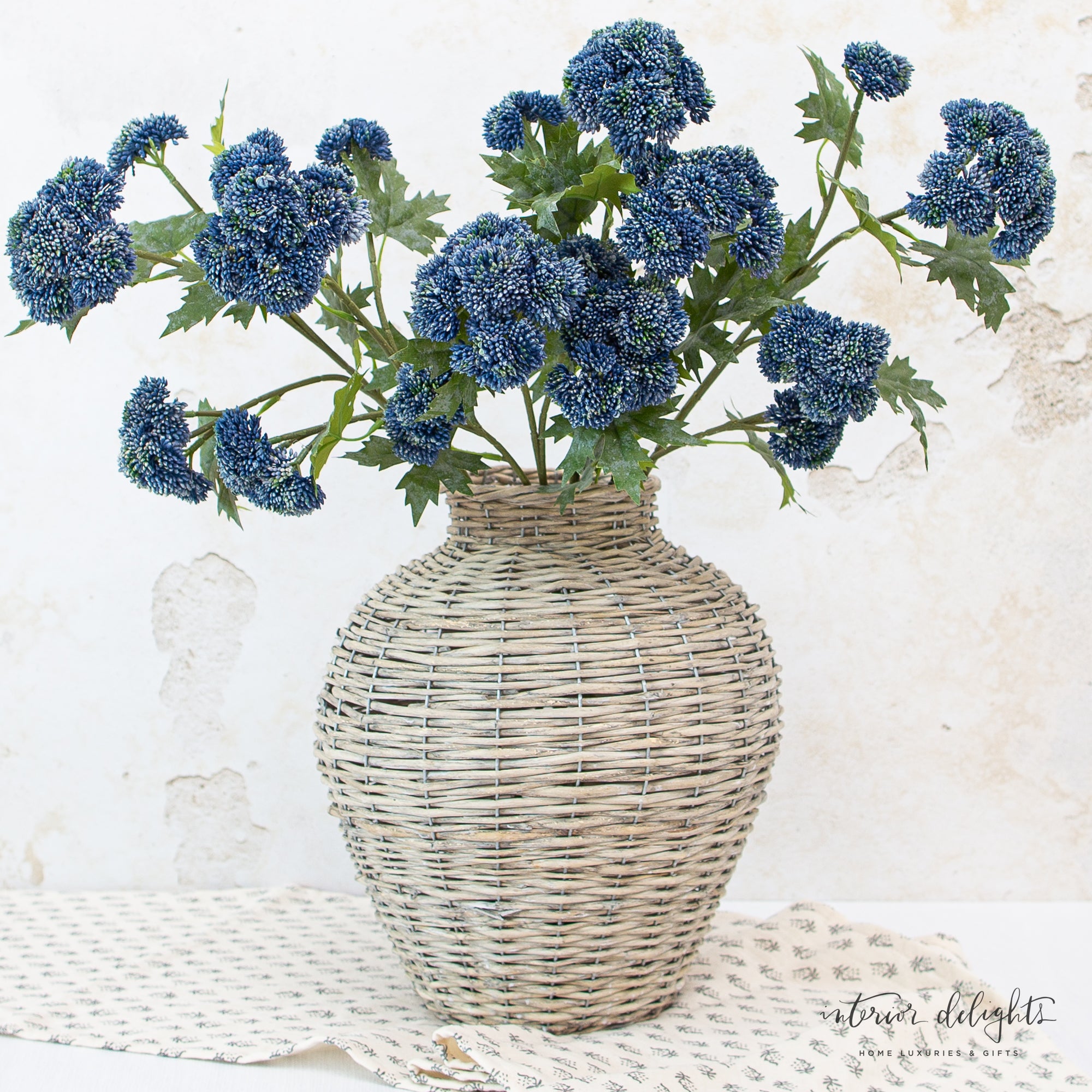 Blue Sedum Spray with 3 Blooms - Interior Delights