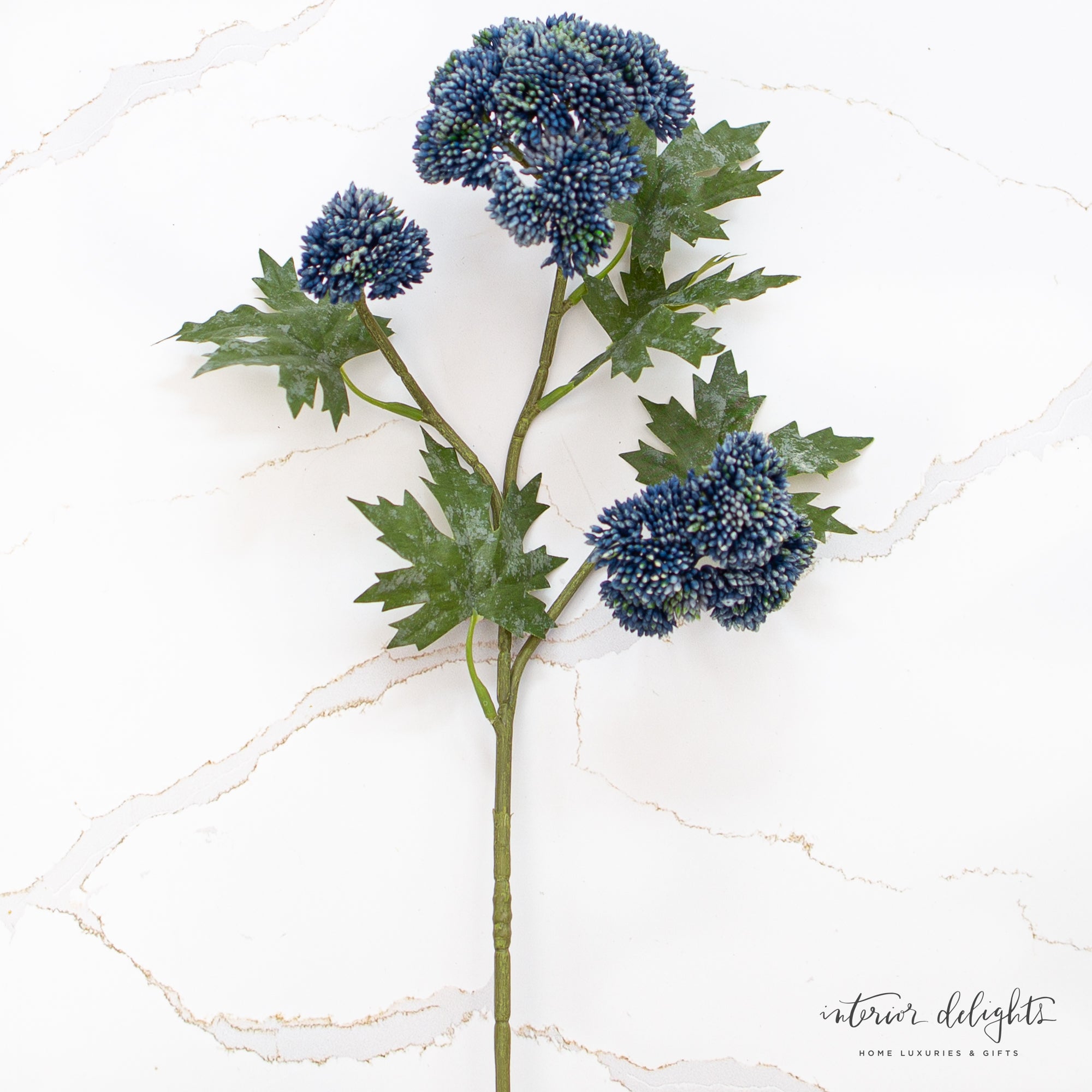 Blue Sedum Spray with 3 Blooms - Interior Delights