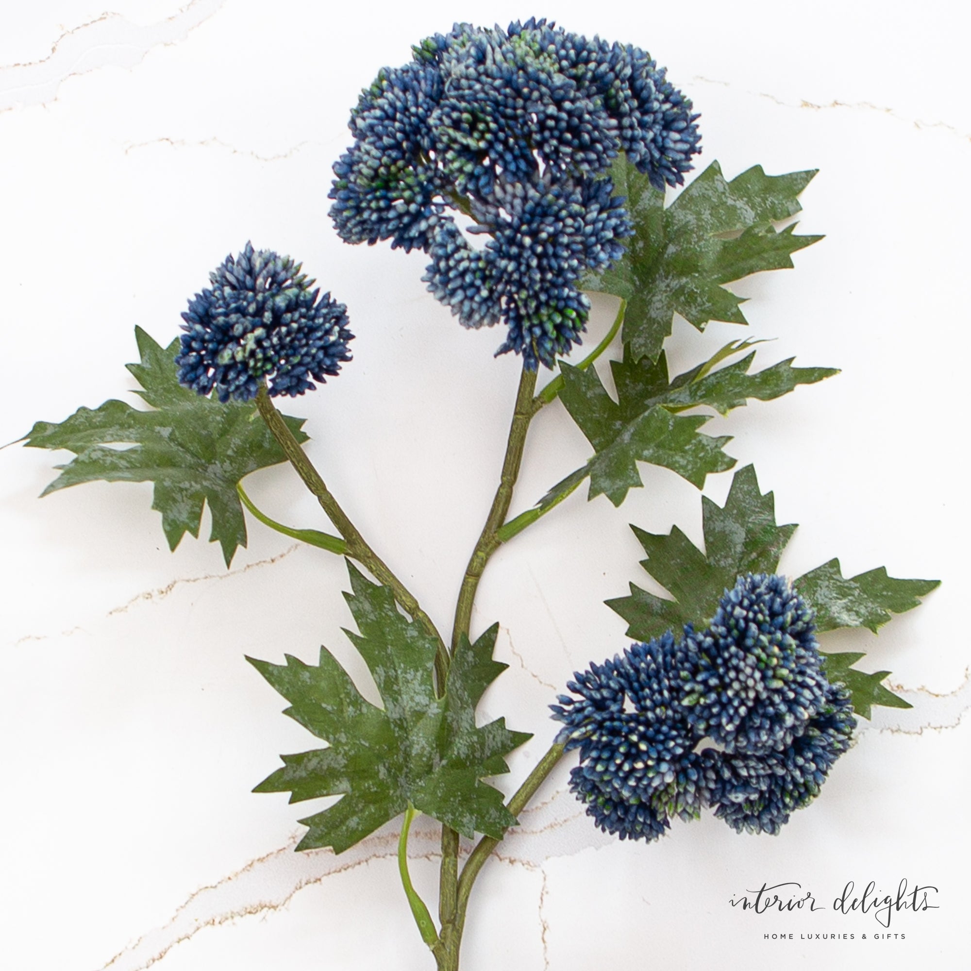 Blue Sedum Spray with 3 Blooms - Interior Delights