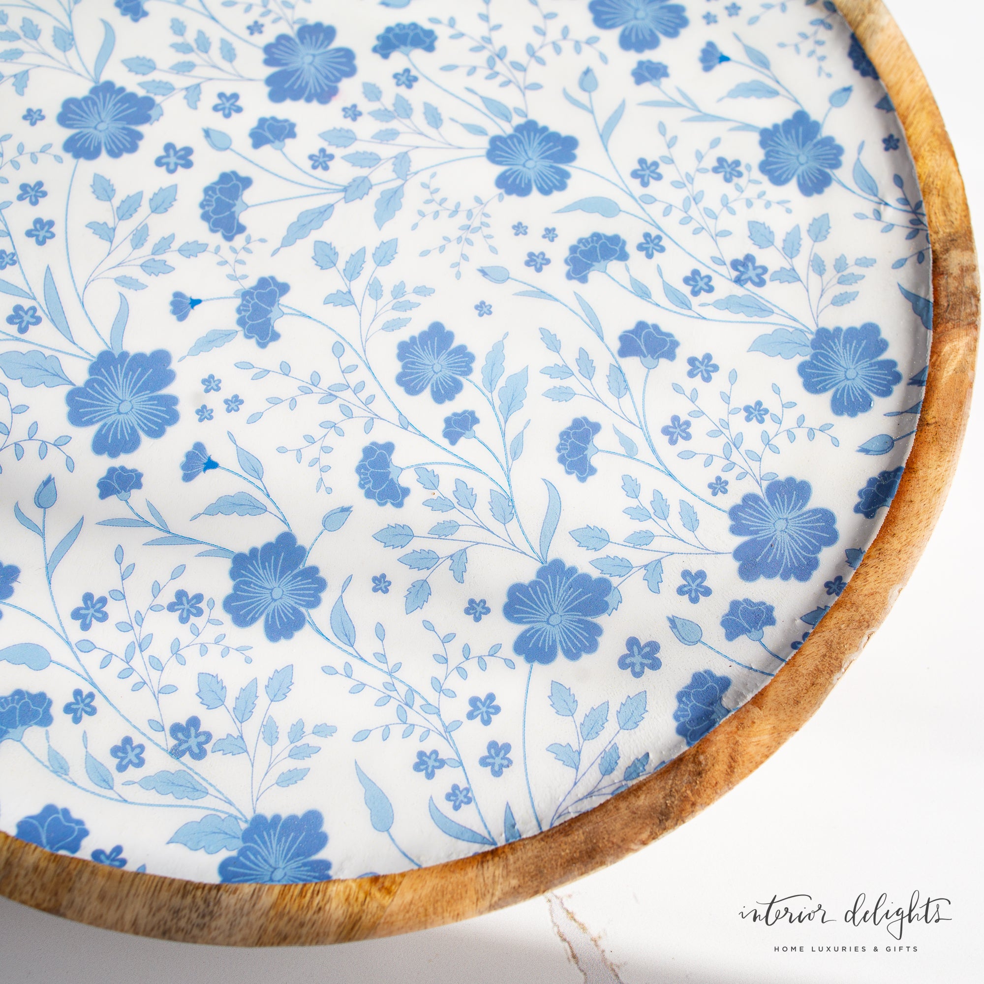 Blue & White Floral Enamel Tray