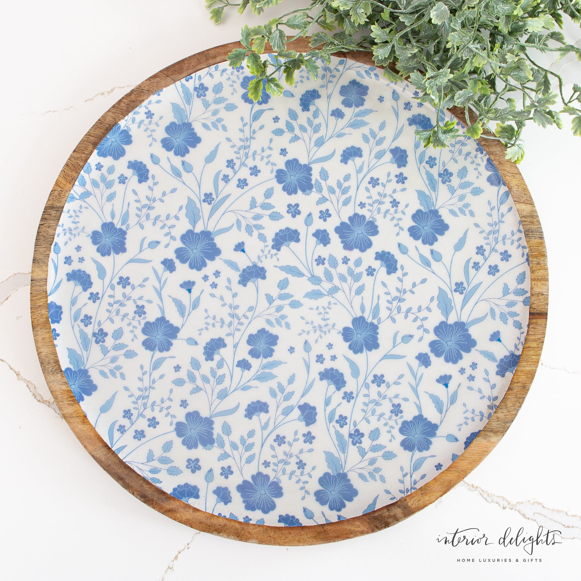 Blue & White Floral Enamel Tray