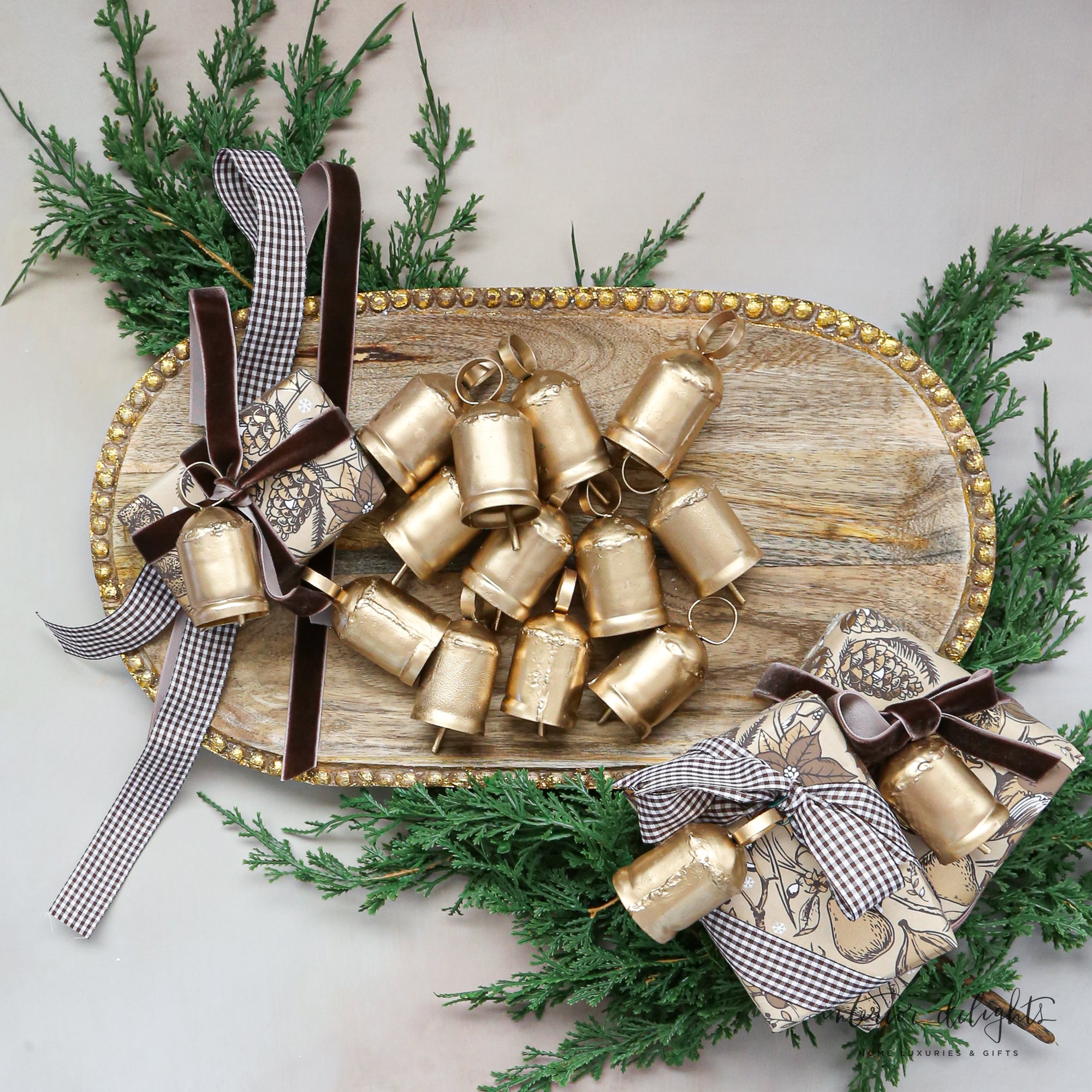 Jingle Bell Filler set featuring 12 shiny bells in a festive holiday display.