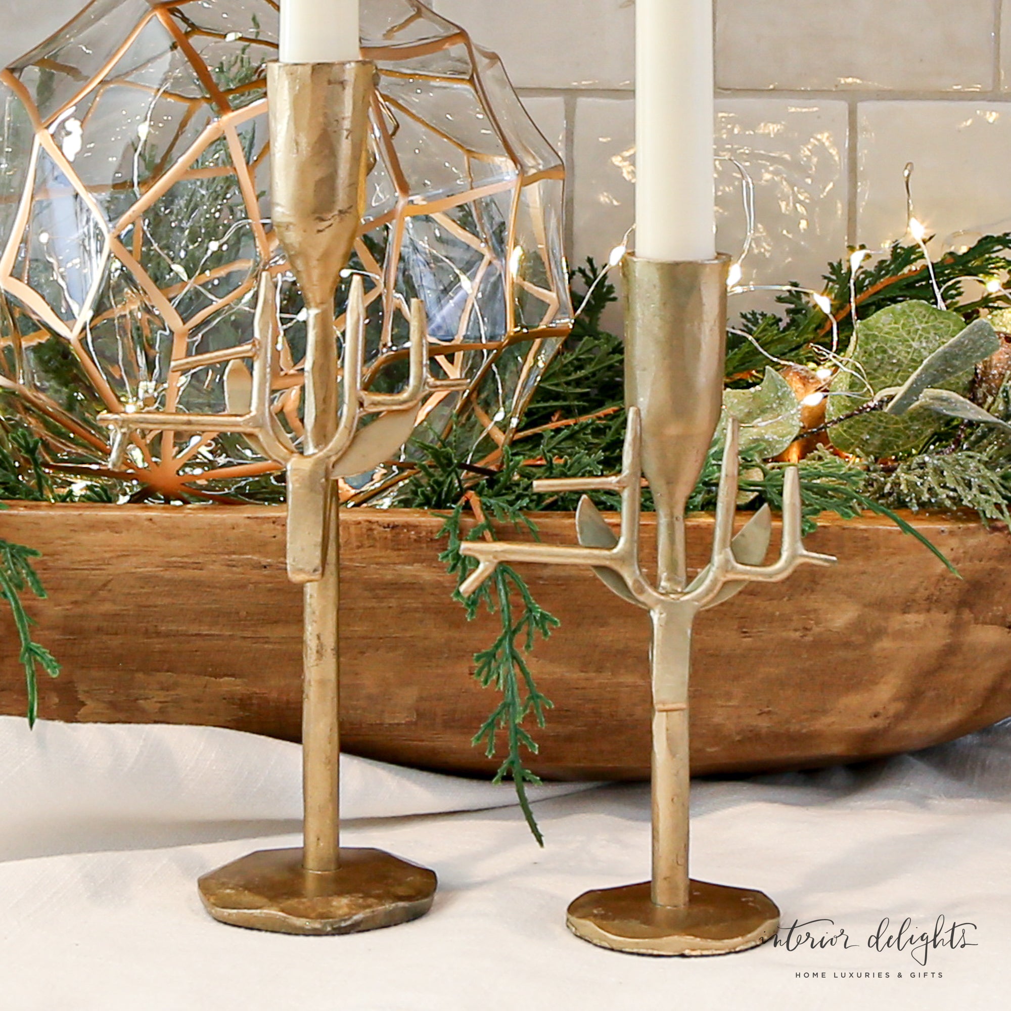 Forged Reindeer Candlesticks- Gold- Small or Large