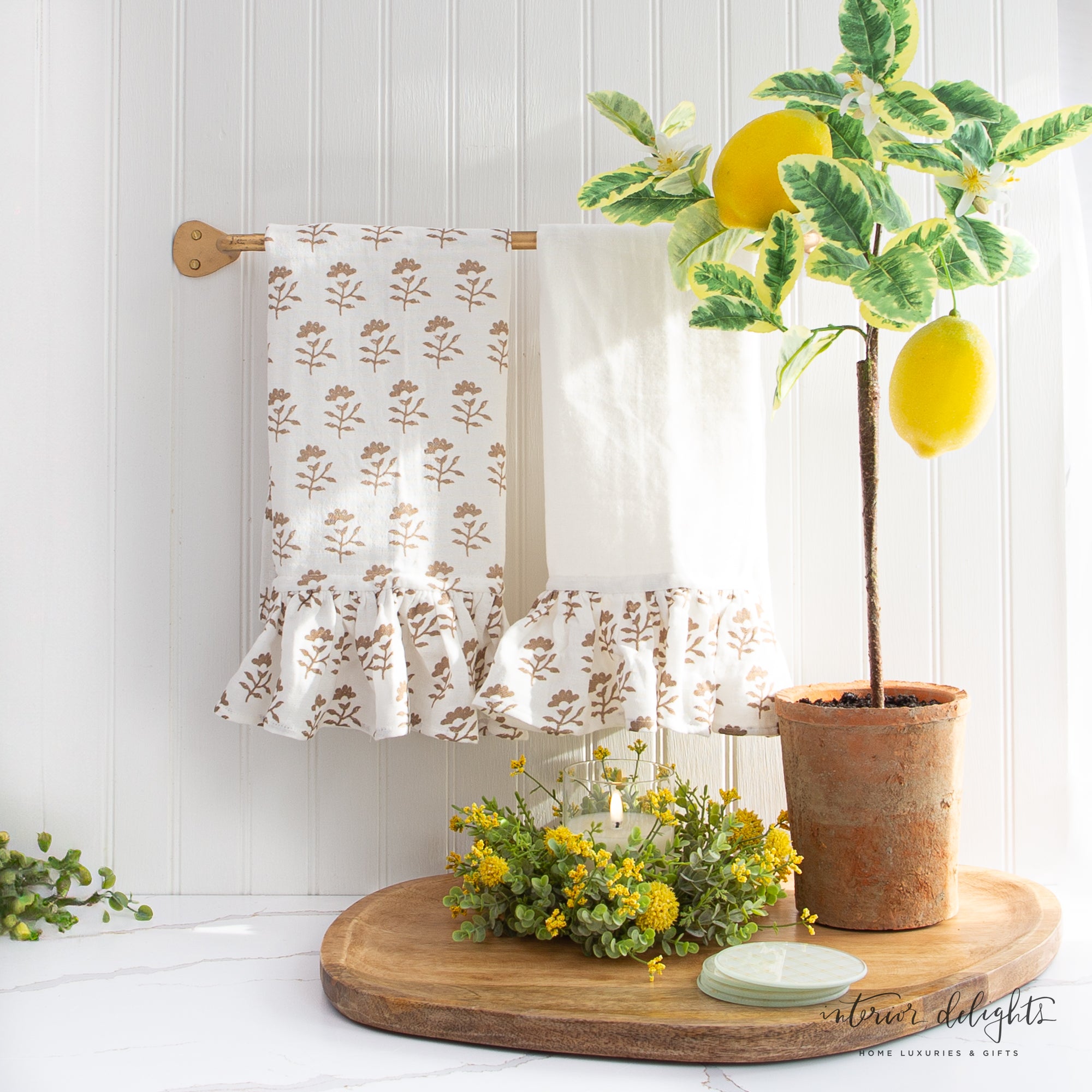 Versatile Mango Organic Layering Tray used as a decorative base for centerpieces, emphasizing its organic irregular edge.