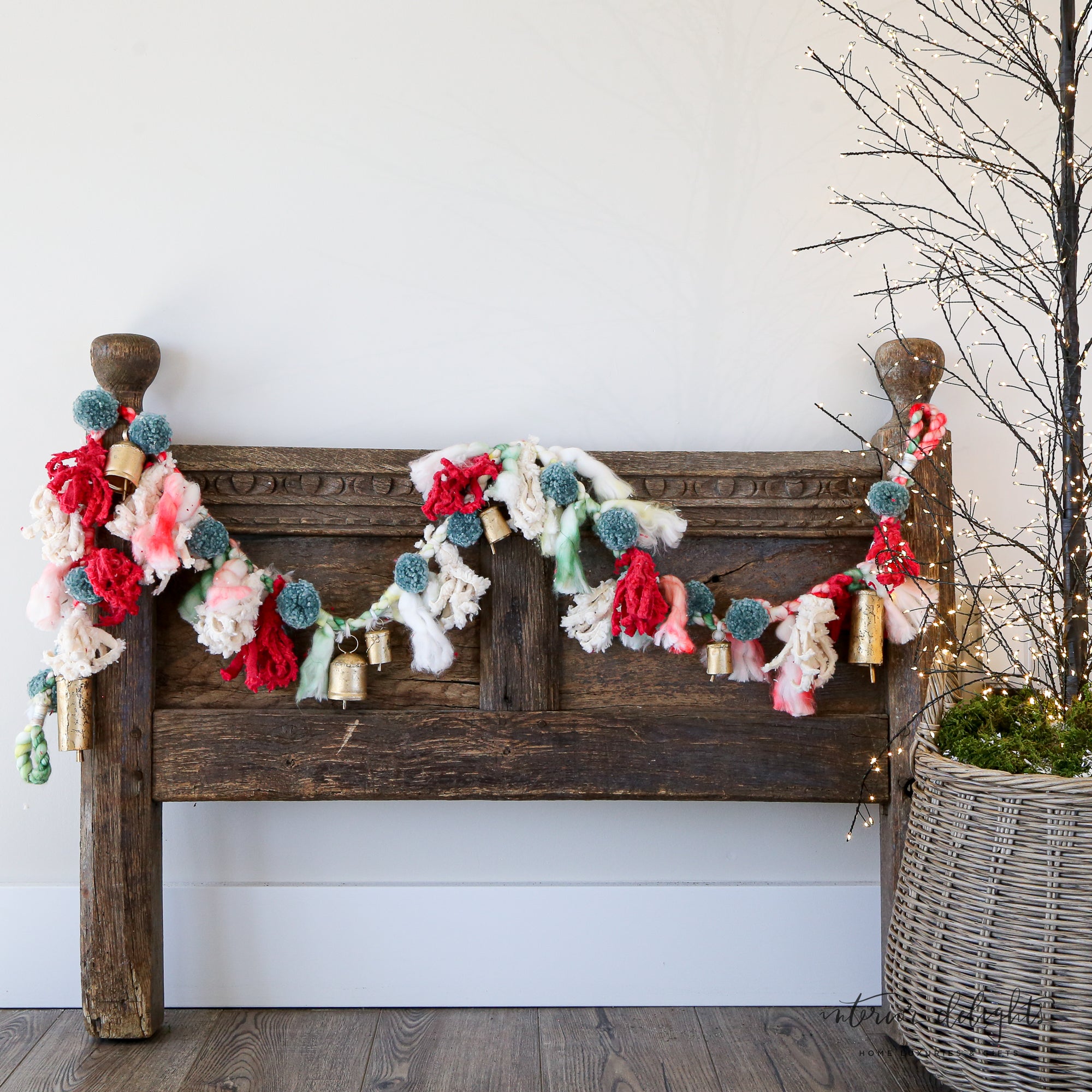 Garland With Pom Poms And Metal Bells
