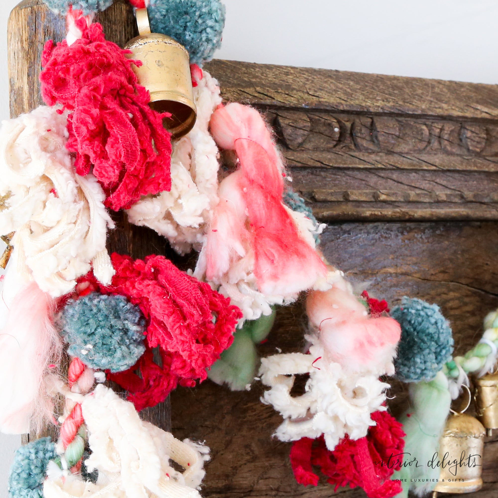 Garland With Pom Poms And Metal Bells