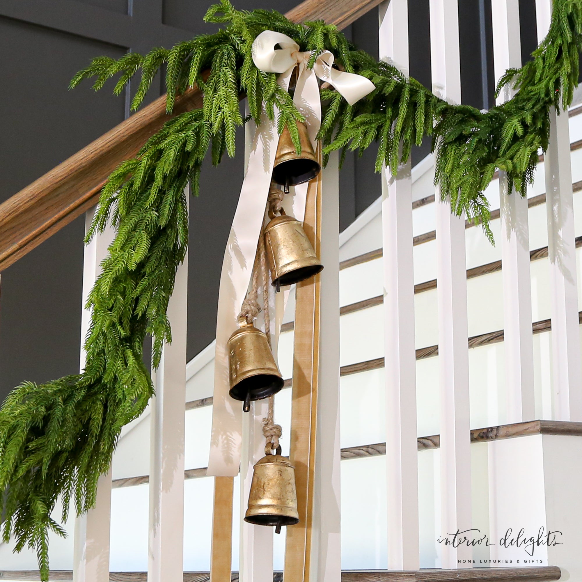Vintage Flared Bells on Jute Hanging Rope, showcasing rustic domed bells elegantly suspended for home décor.