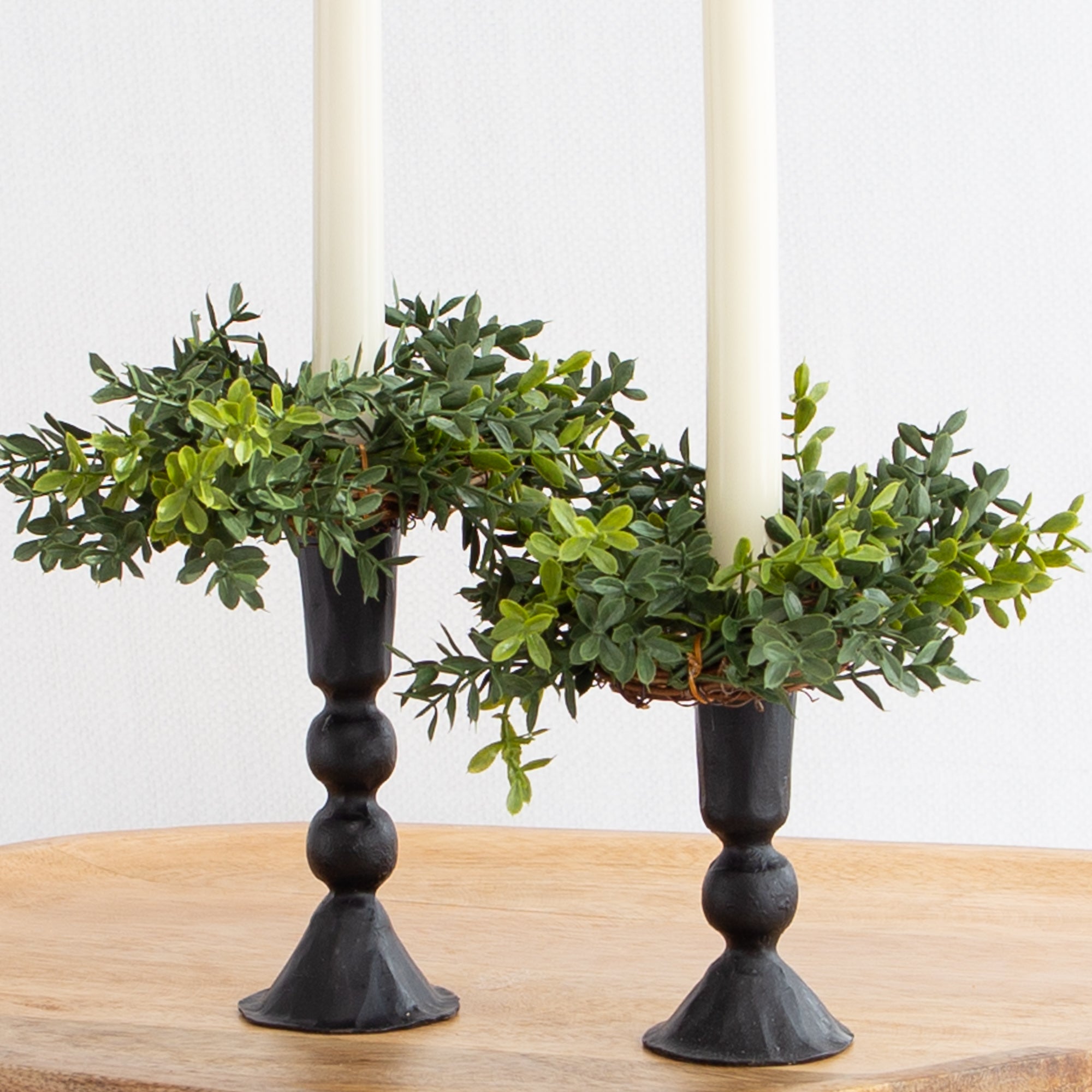 New England Boxwood Taper Candle Ring- 6in-Sold Individually