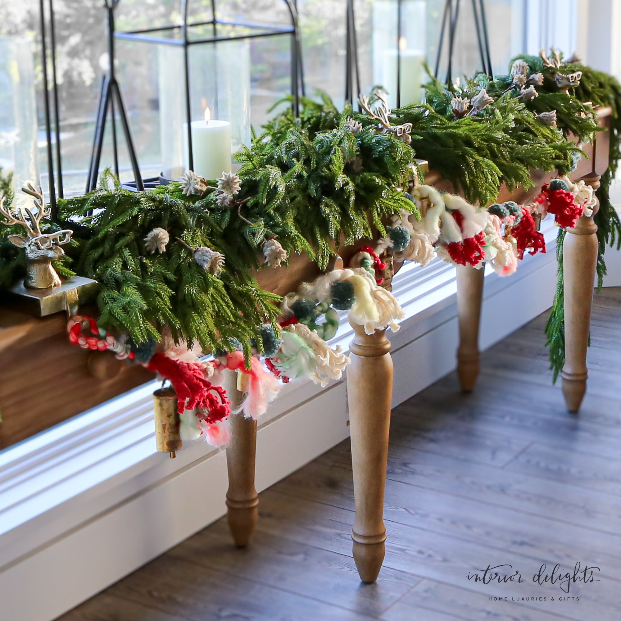 Garland With Pom Poms And Metal Bells