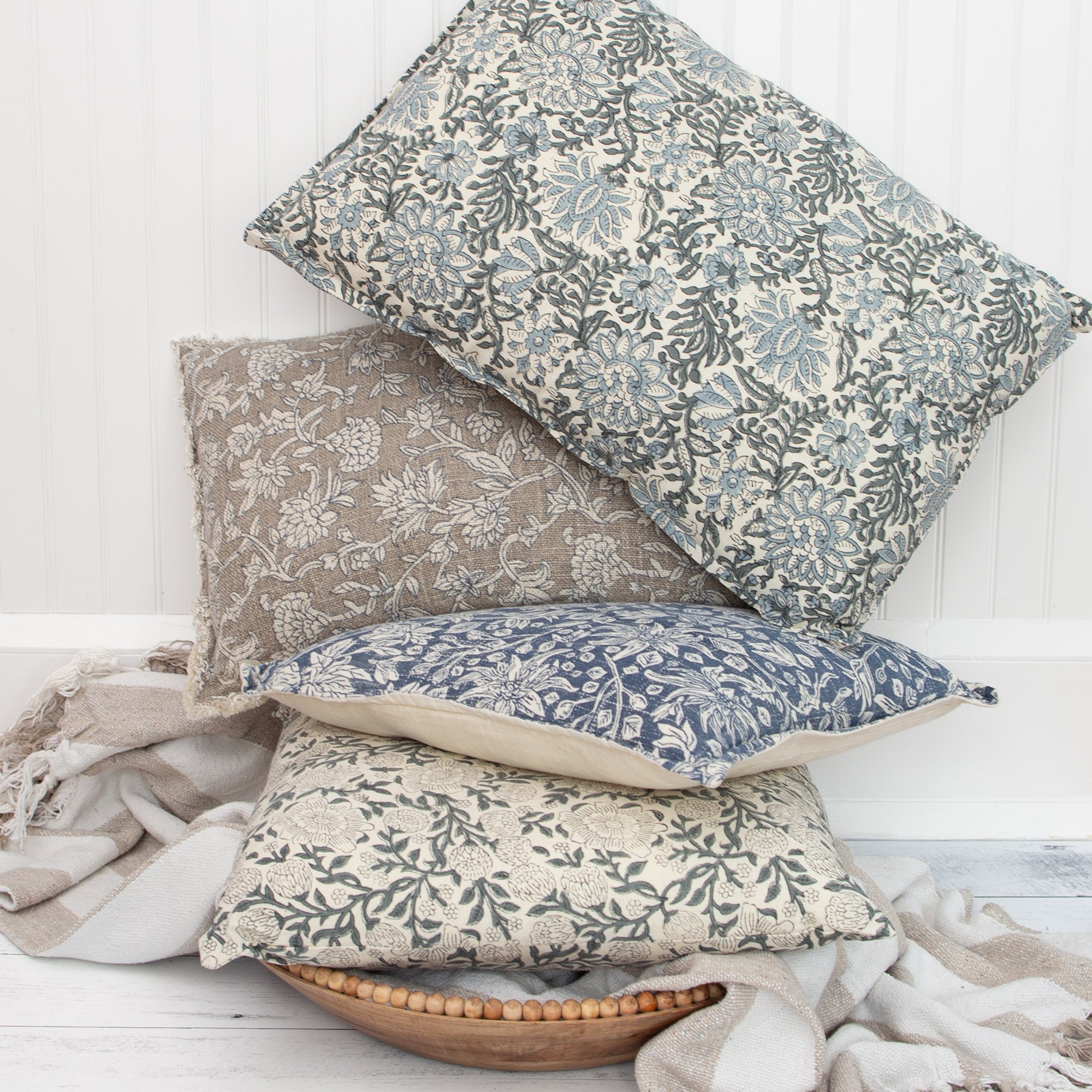 Dark Sage Dahlia Pillow