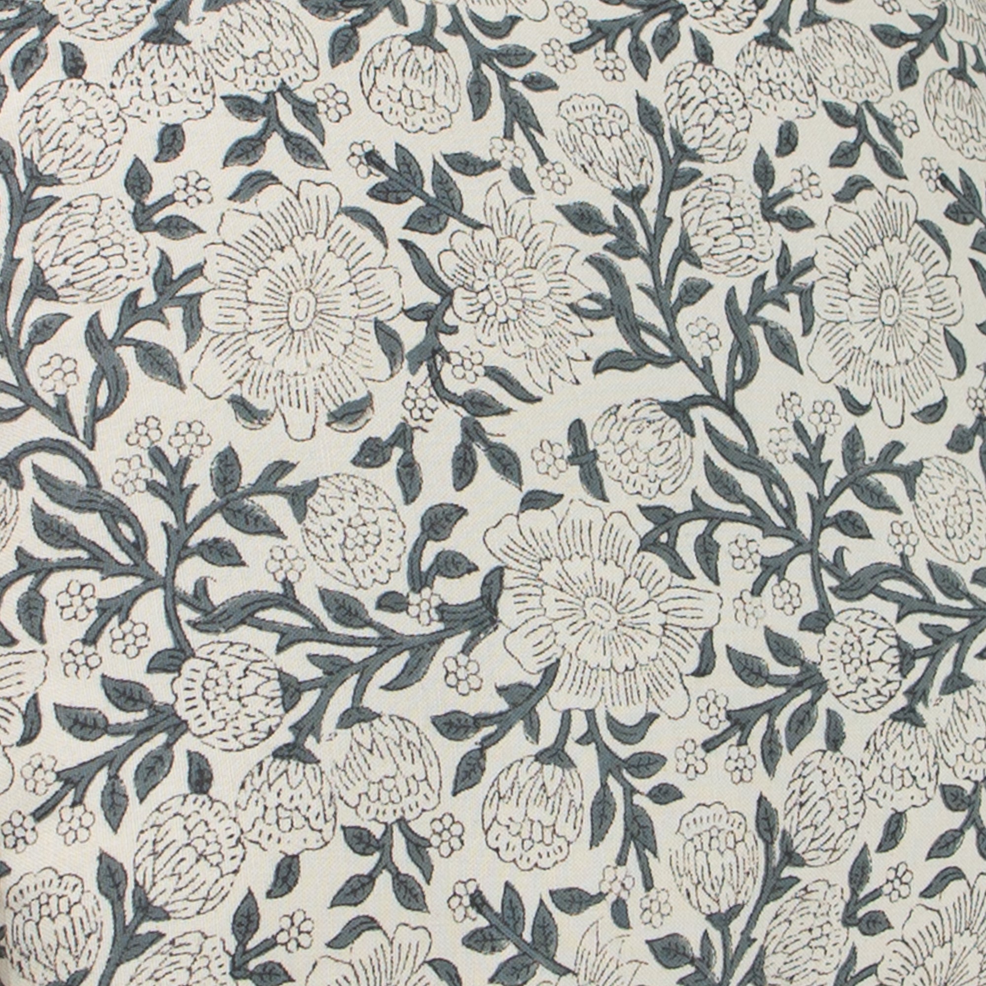Cream and Dark Sage Zinnia Pillow- 18 x 18