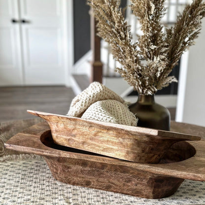 Brown Wooden Dough Bowl-choose your size