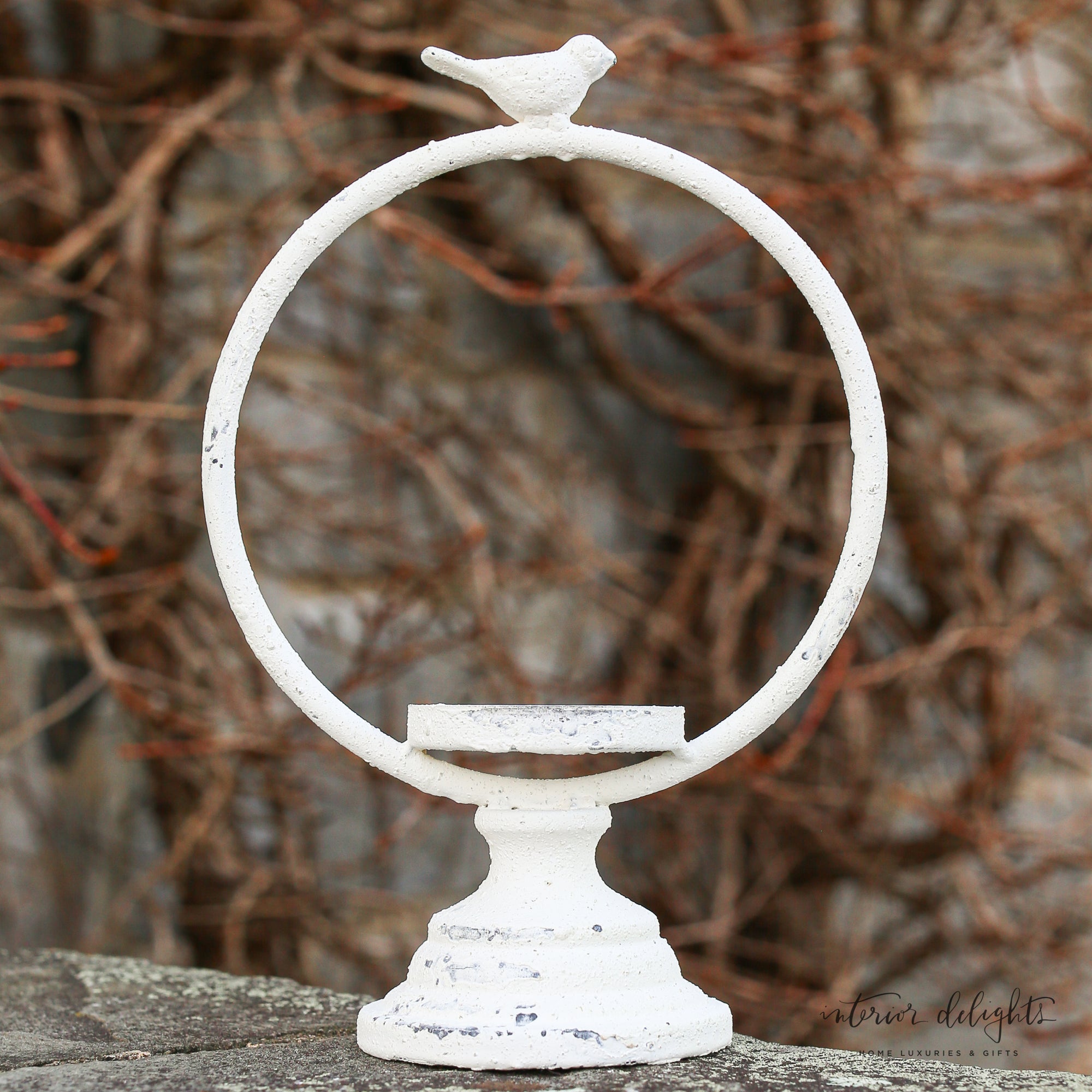 Elegant Meadowlark Stand showcasing decorative objects with a 2.75-inch rimmed opening.