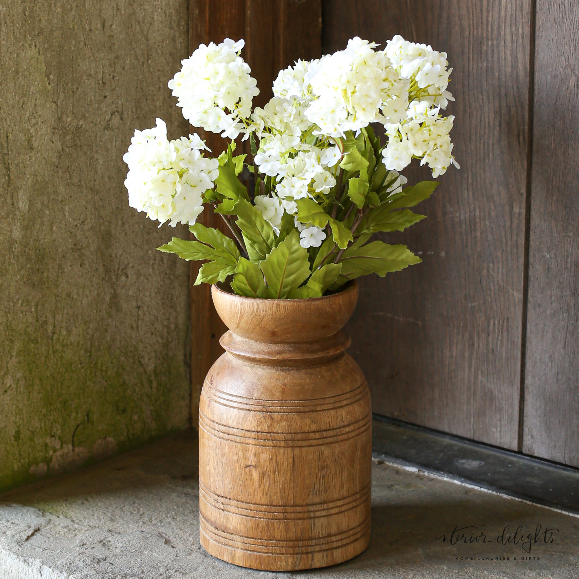 Full view of the 27" Snowball Spray, featuring its flexible stem and lush appearance.